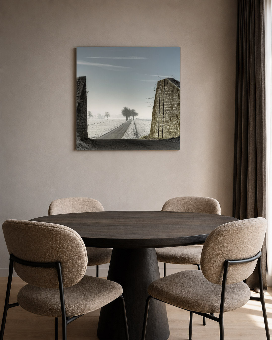 Rustige winterweg Kunstwerk