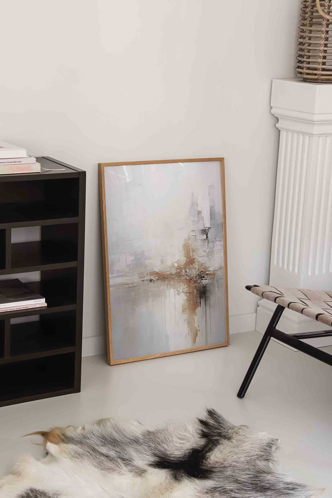 Abstracte beige en grijze Poster