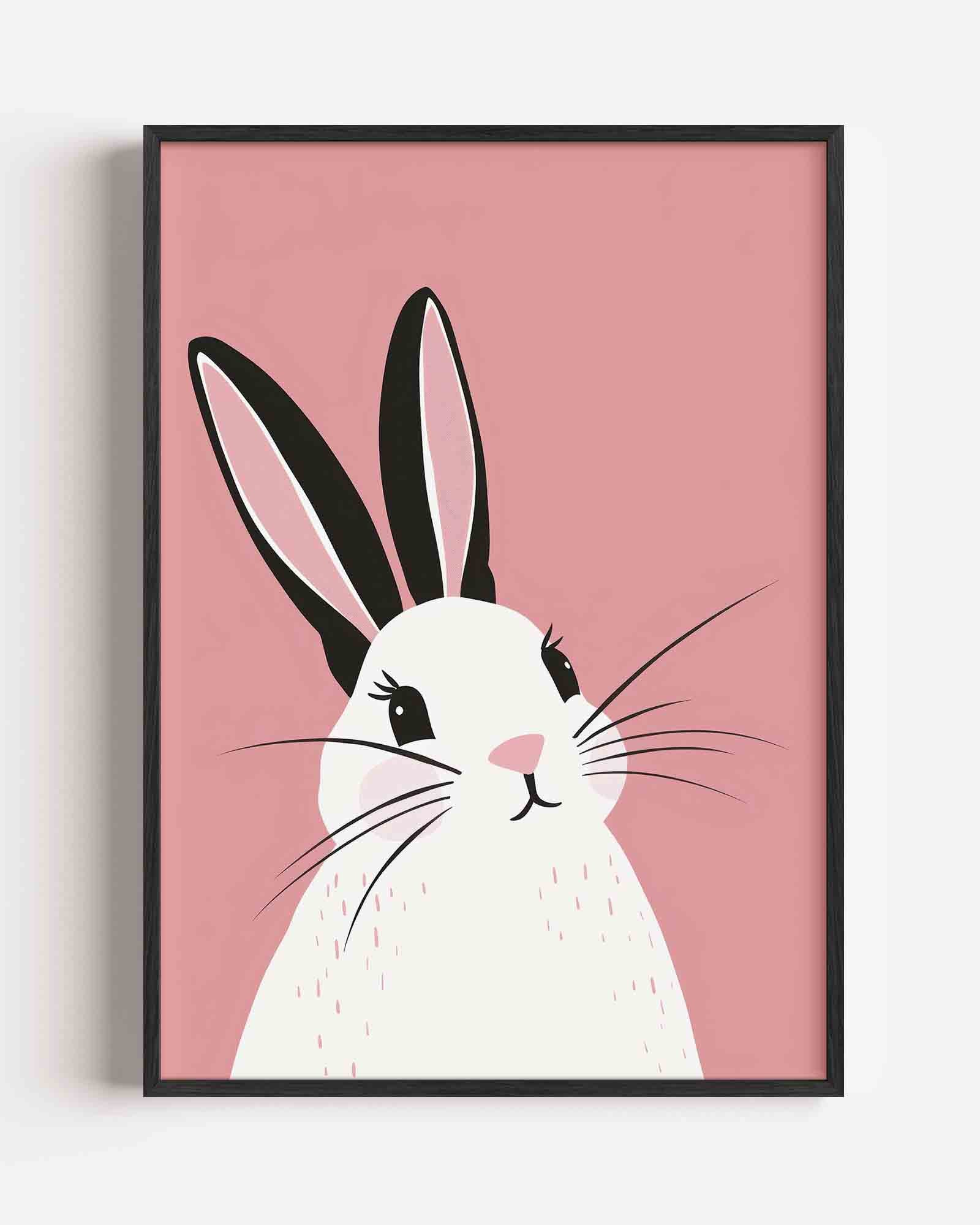 Konijn met roze achtergrond Poster