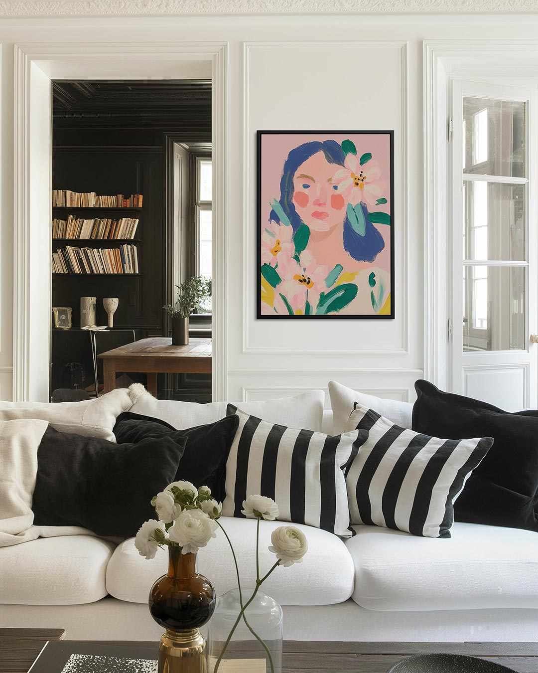 Vrouw met bloemen Kunstwerk
