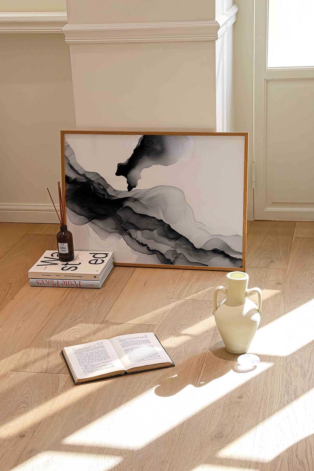 Abstracte zwart wit golven Poster