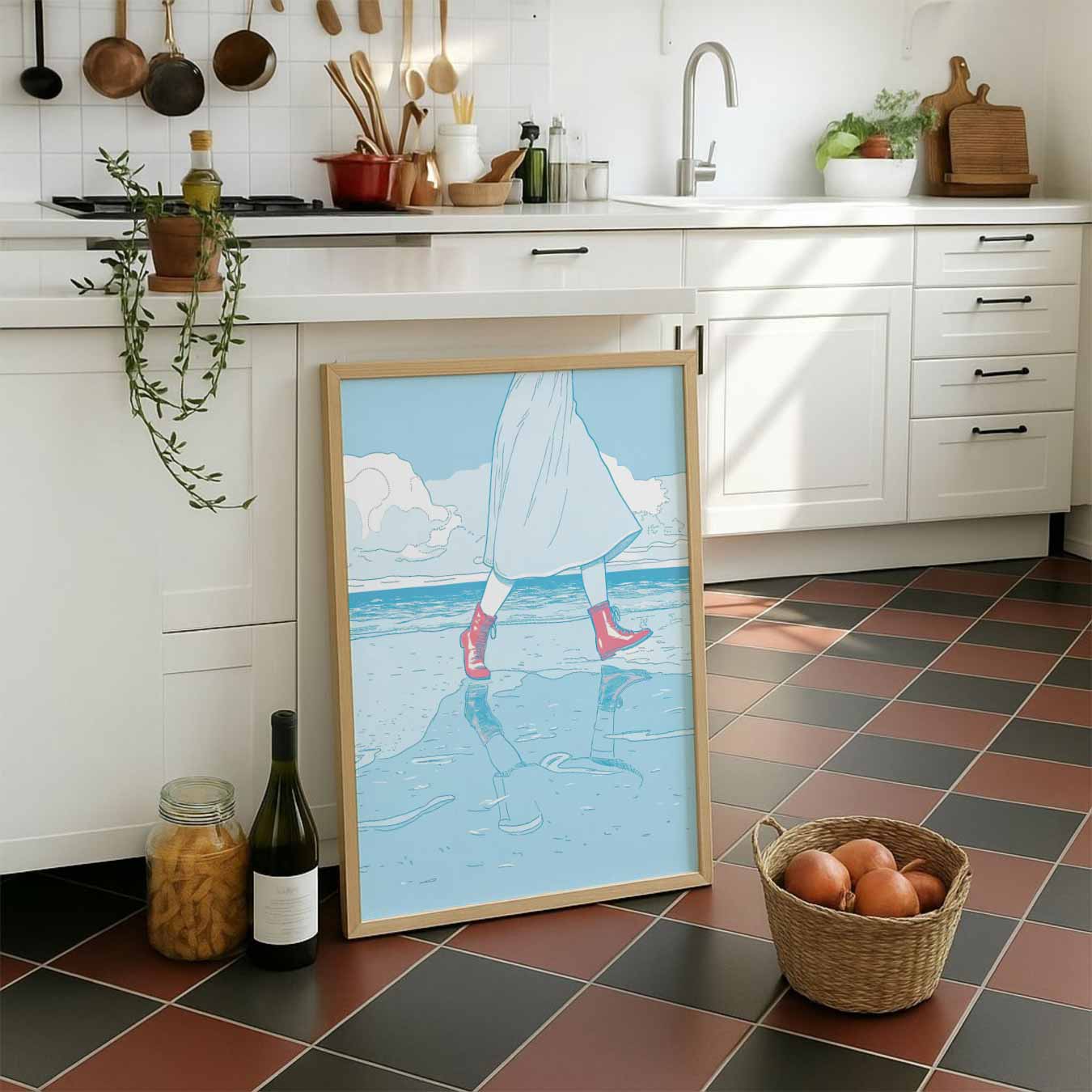Strandwandeling in Stijl Poster-WallArtistic