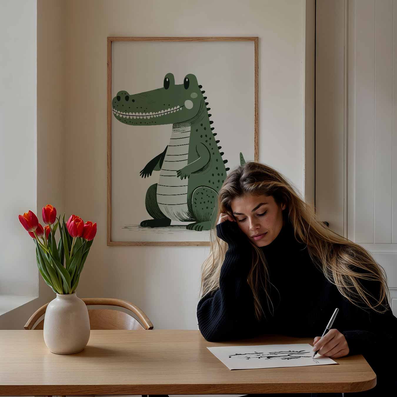 Speelse Krokodil Kinderkamer Poster-WallArtistic