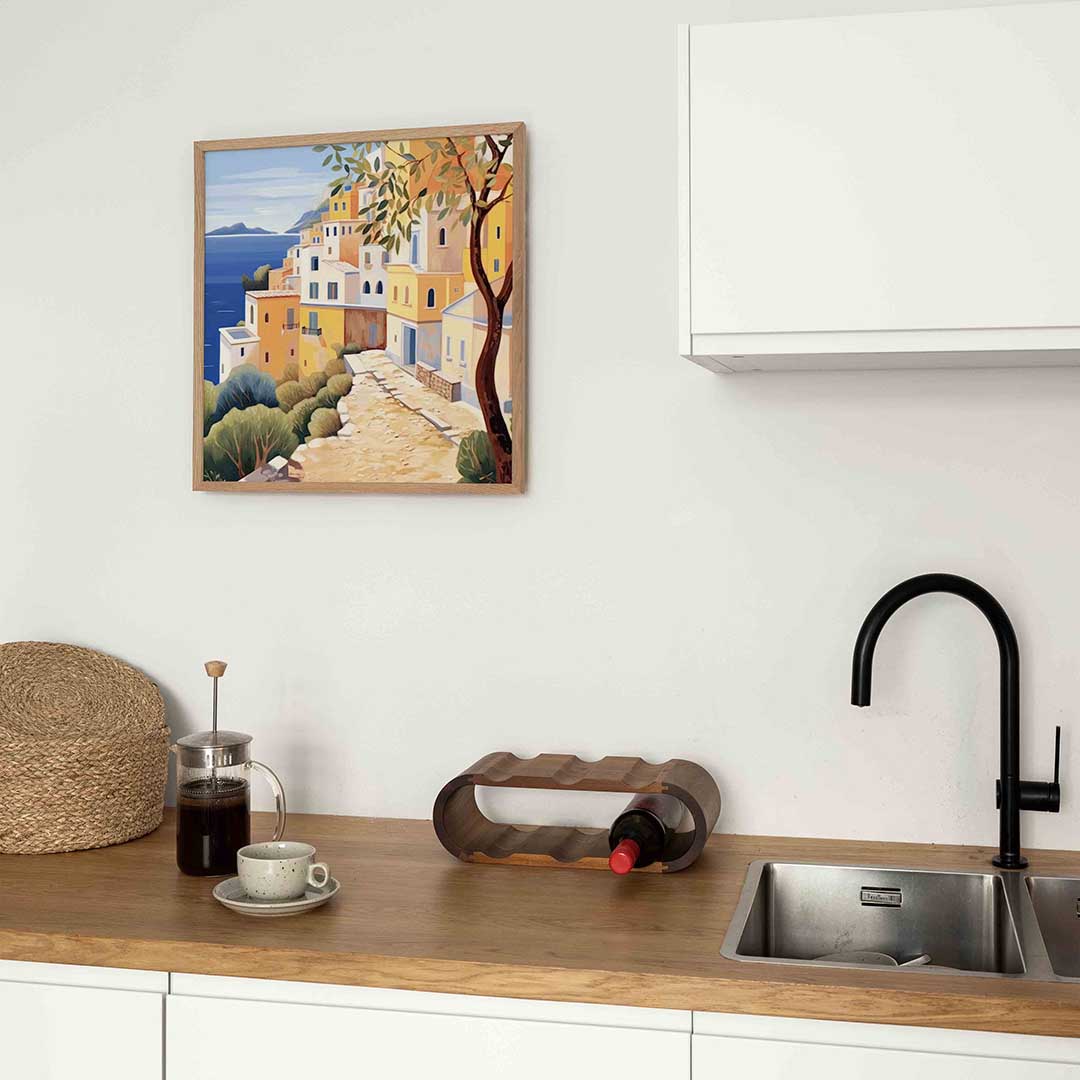 Mediterrane huizen aan zee Poster