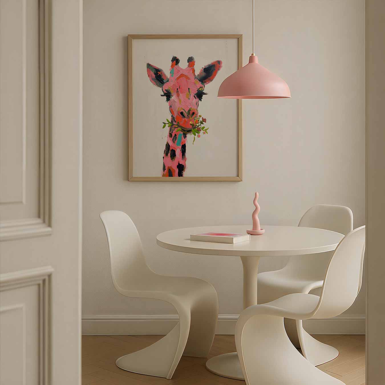Kleurrijke Giraffe met Bloemen Poster-WallArtistic