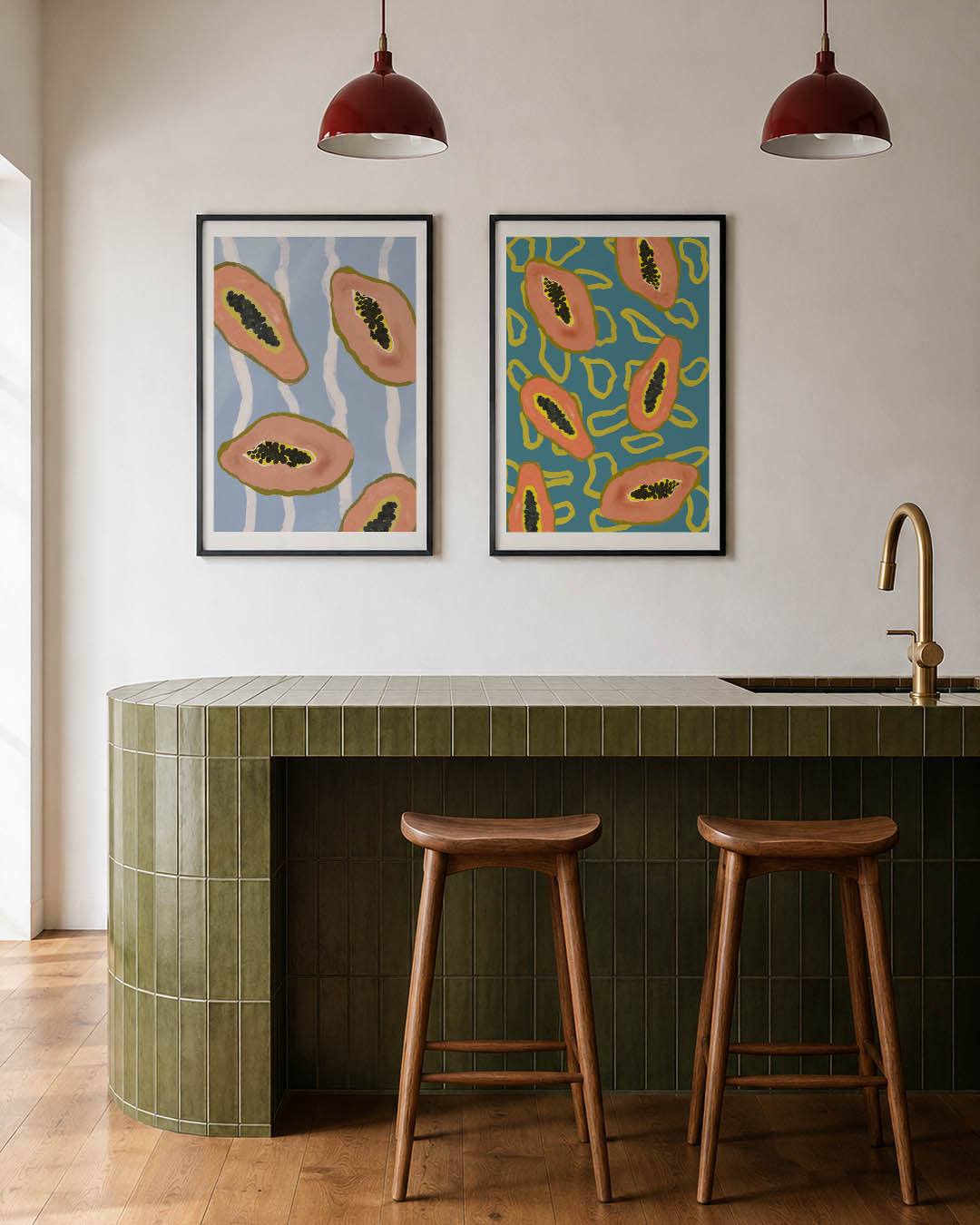 Vruchten en lijnen Posterset