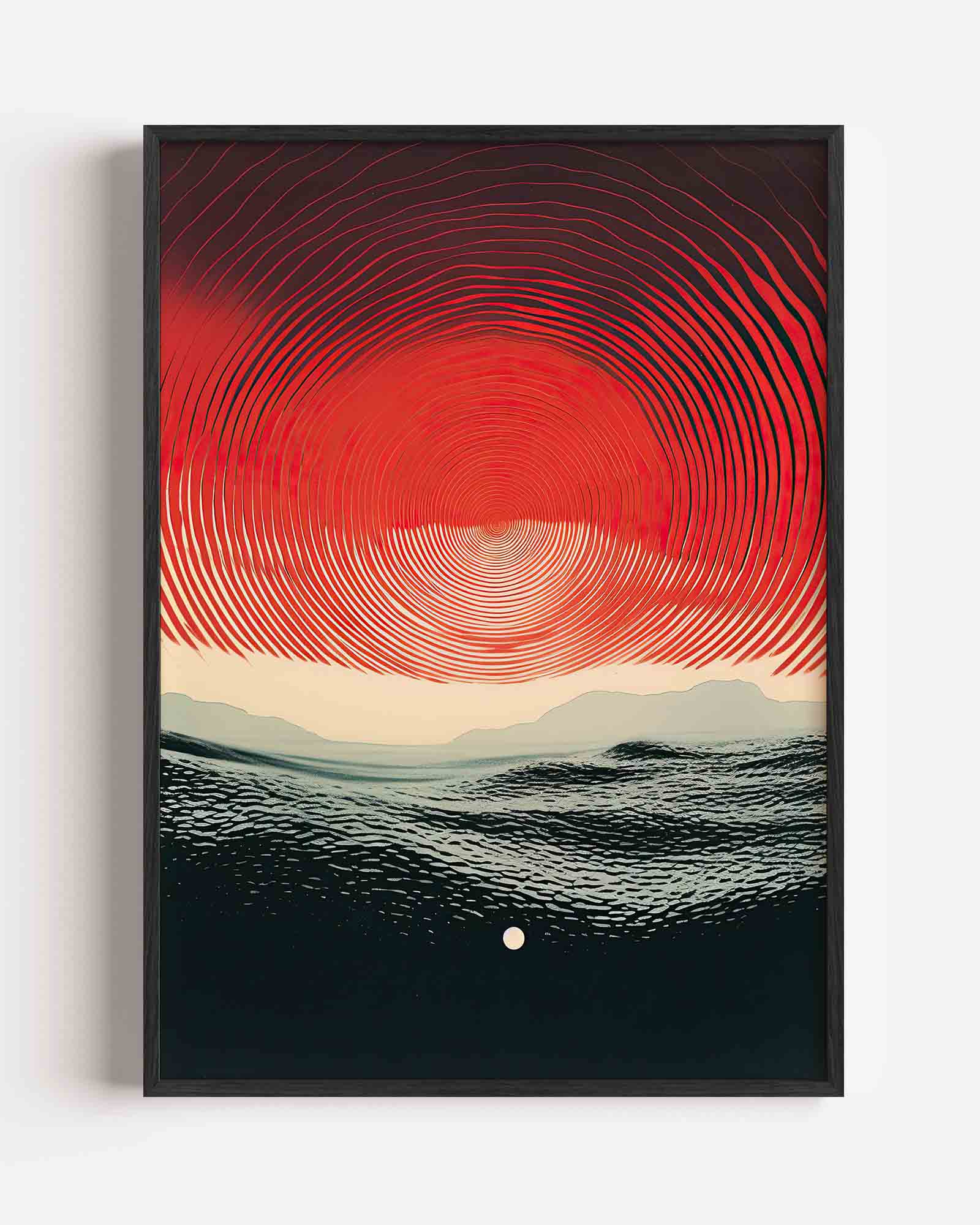 Rode cirkels en golven Poster
