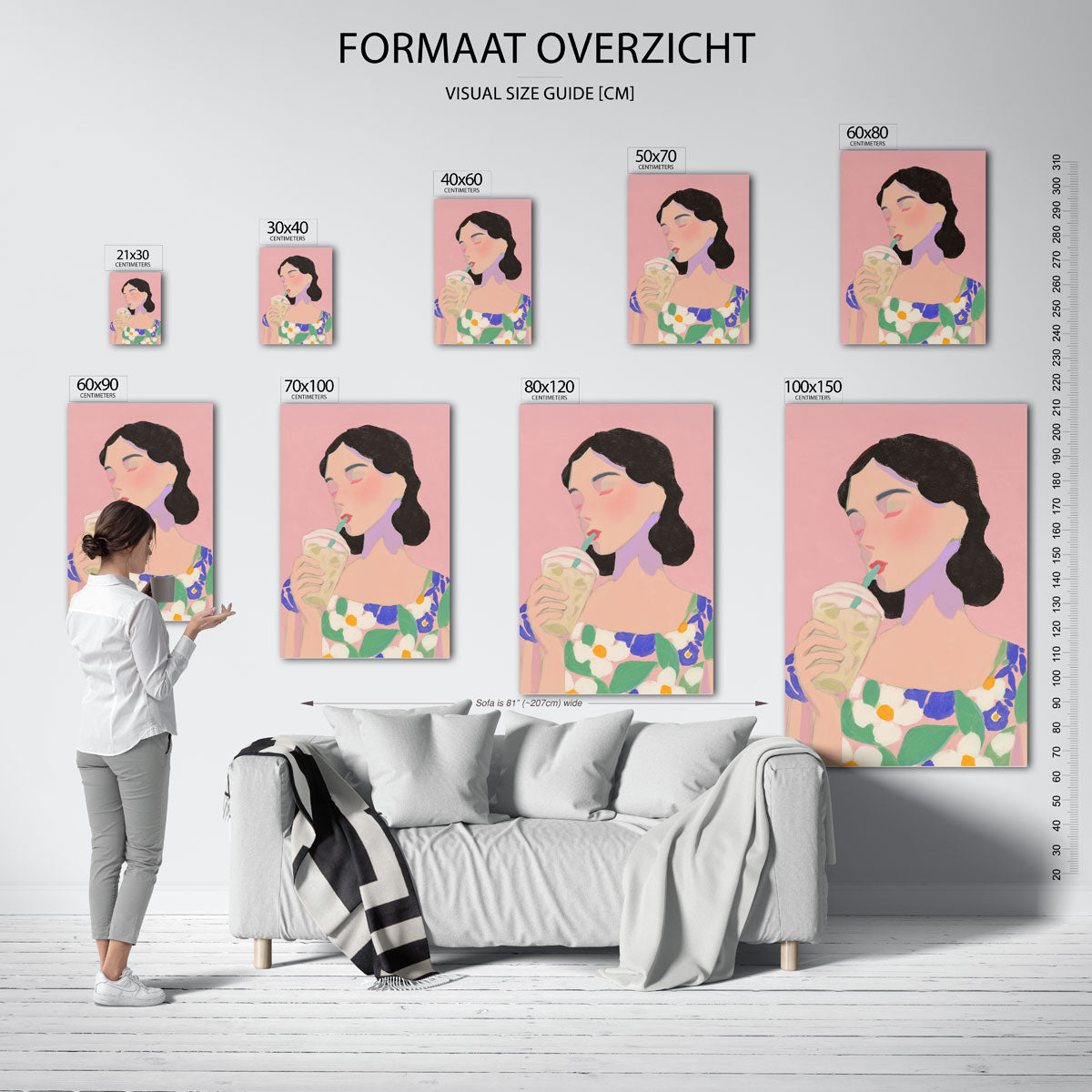 Vrouw met drankje Poster