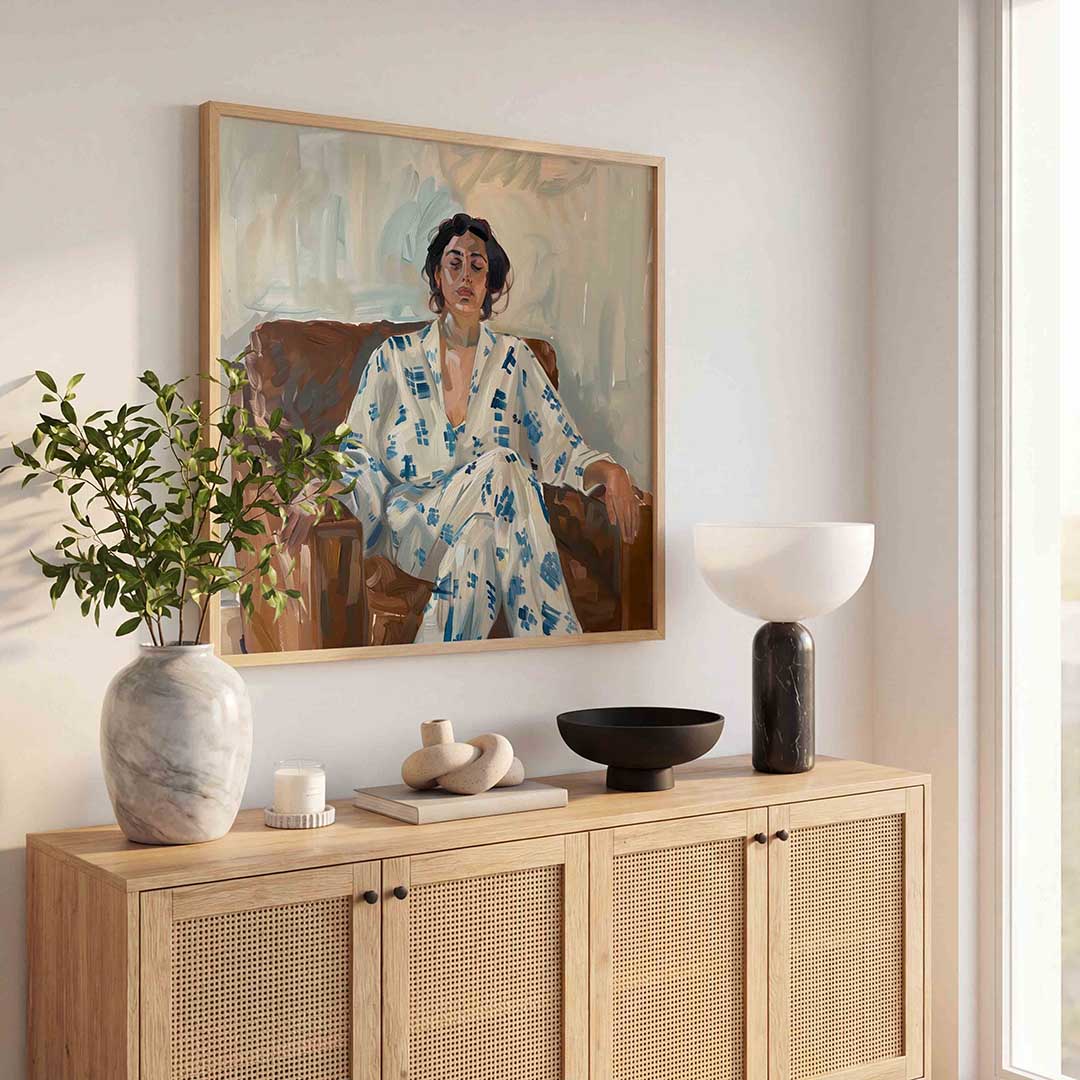 Vrouw in stoel Poster
