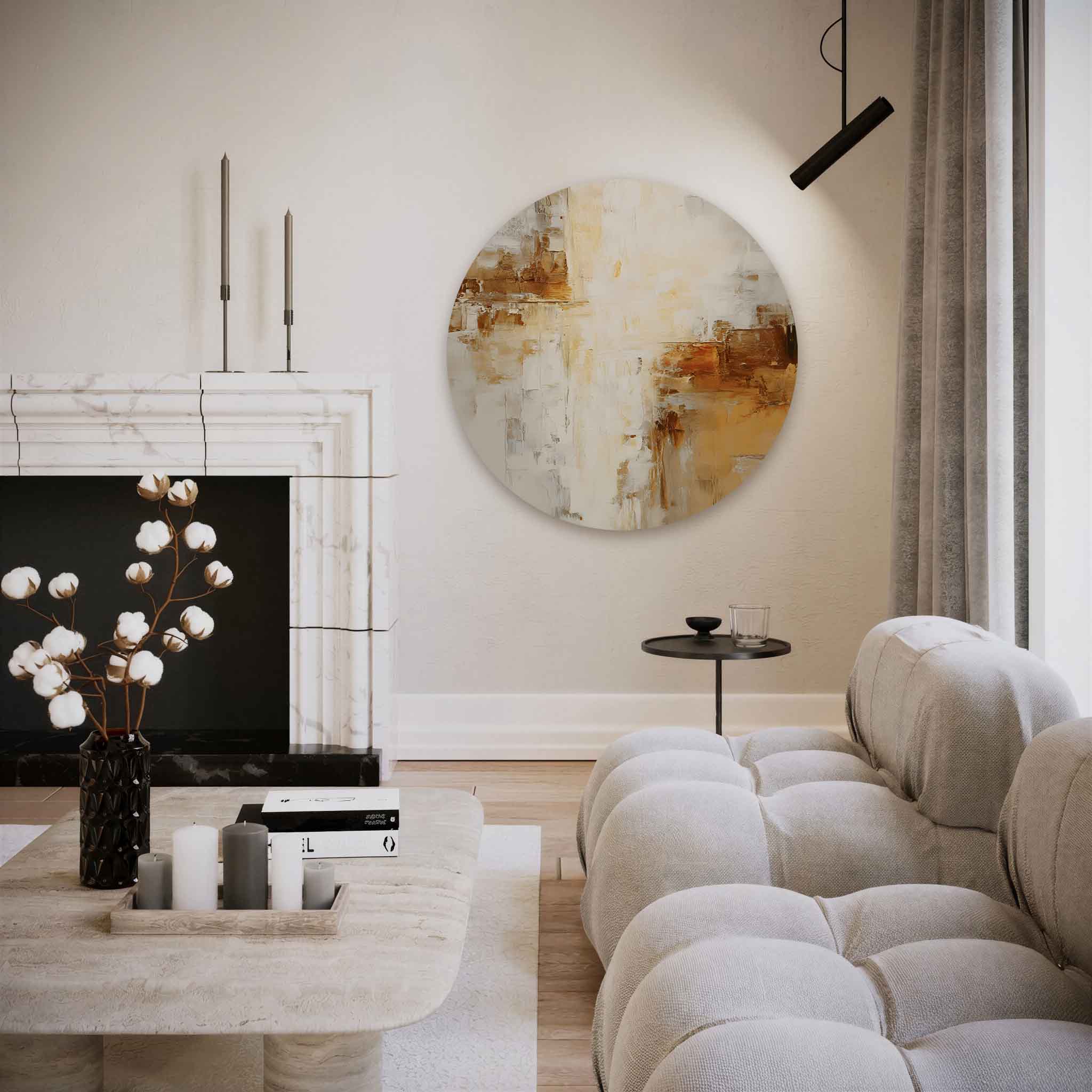 Abstracte beige en bruine Muurcirkel
