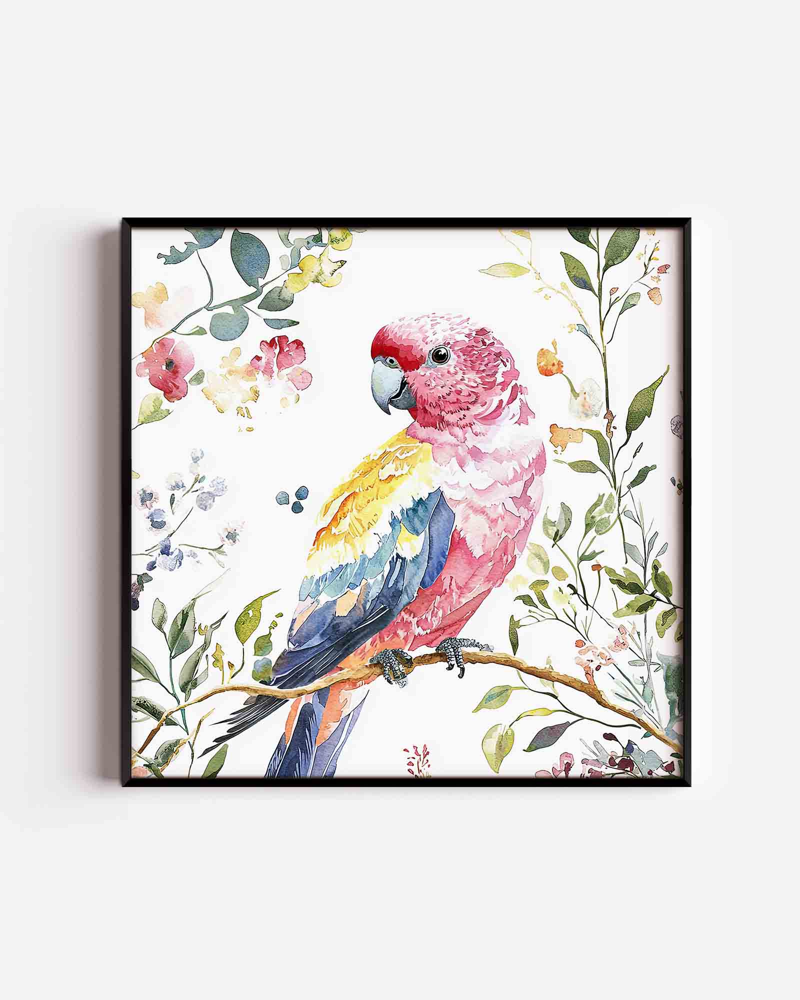 Papegaai en bloemen Poster