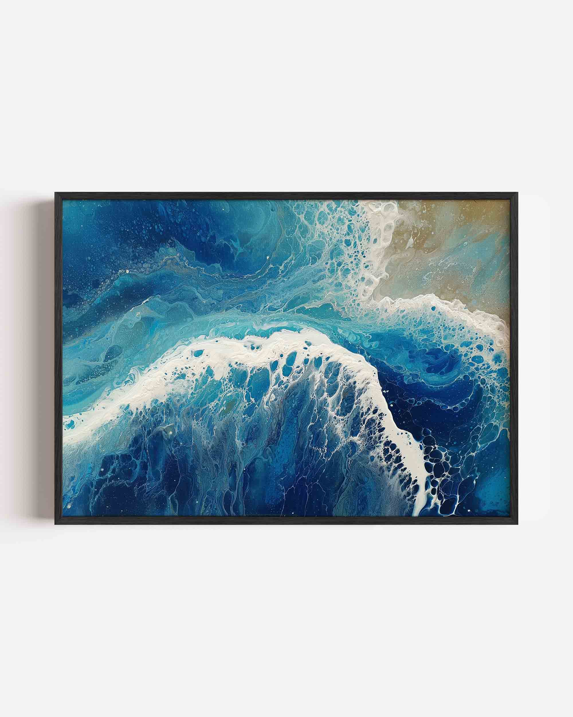 Golvende blauwe zee Poster