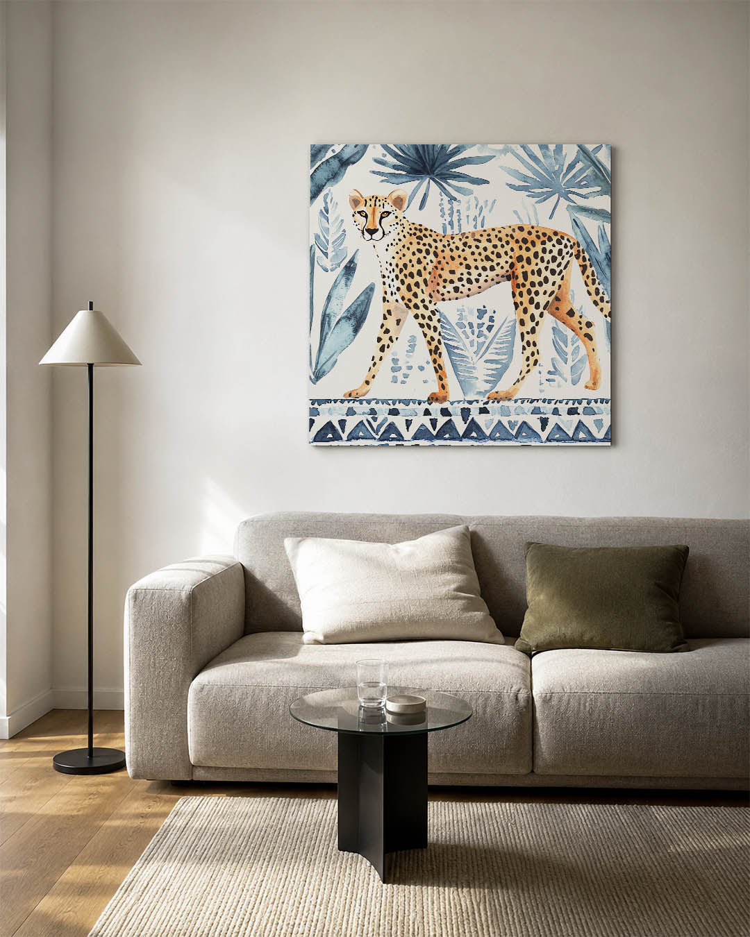 Luipaard met bladeren Kunstwerk