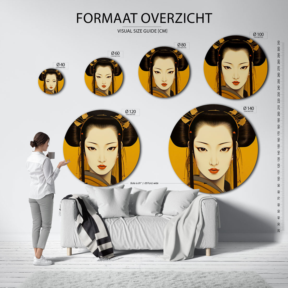 Portret van vrouw Muurcirkel