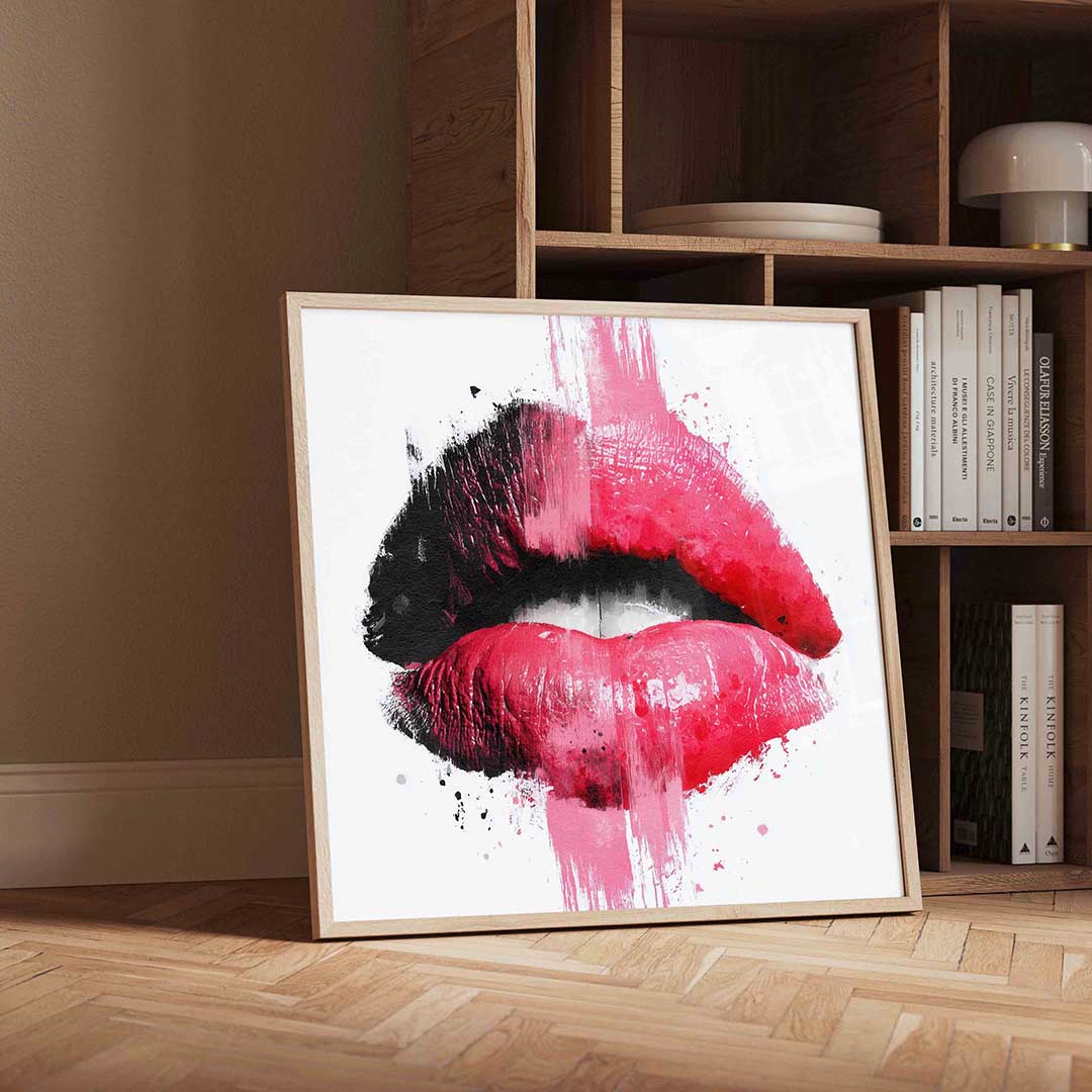 Lippen in zwart en roze Poster