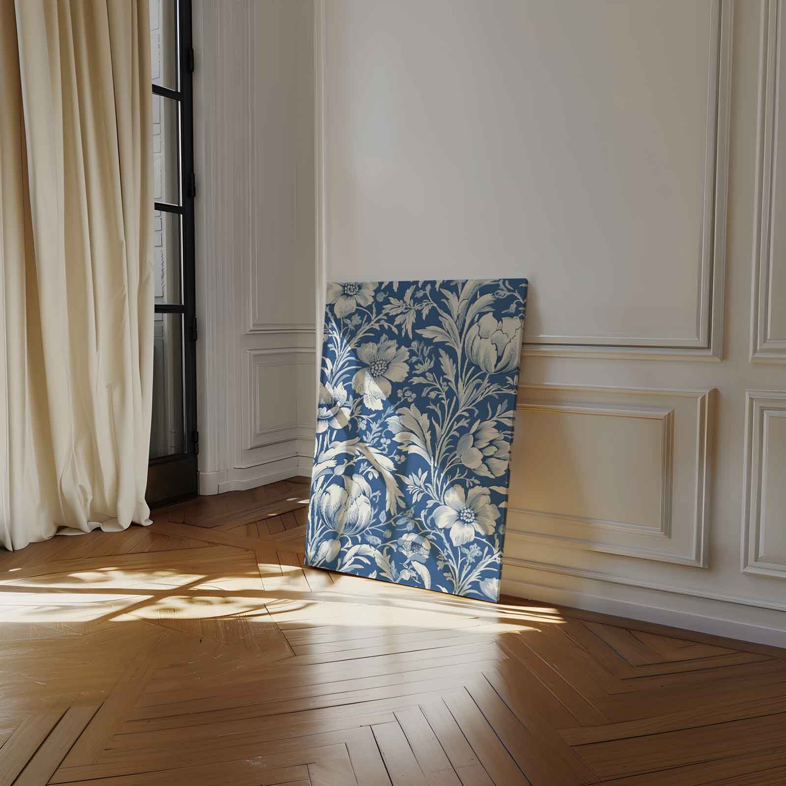 Bloemrijk Blauw Behang Kunstwerk-canvas-dibond-plexiglas-wanddecoratie-WallArtistic