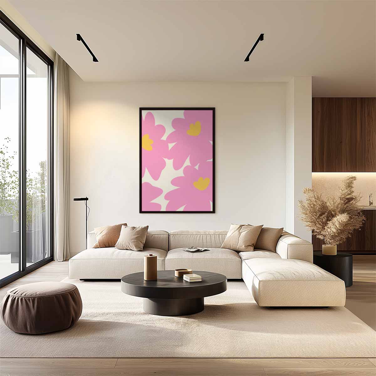 Vrolijk Bloemenpatroon Kunstwerk-canvas-dibond-plexiglas-wanddecoratie-WallArtistic