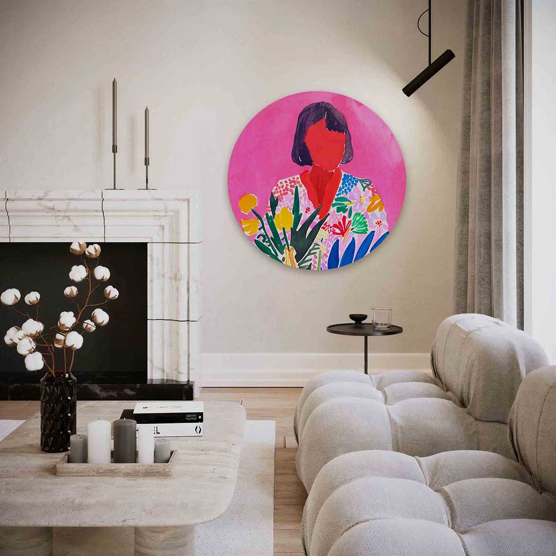 Vrouw met bloemen Muurcirkel