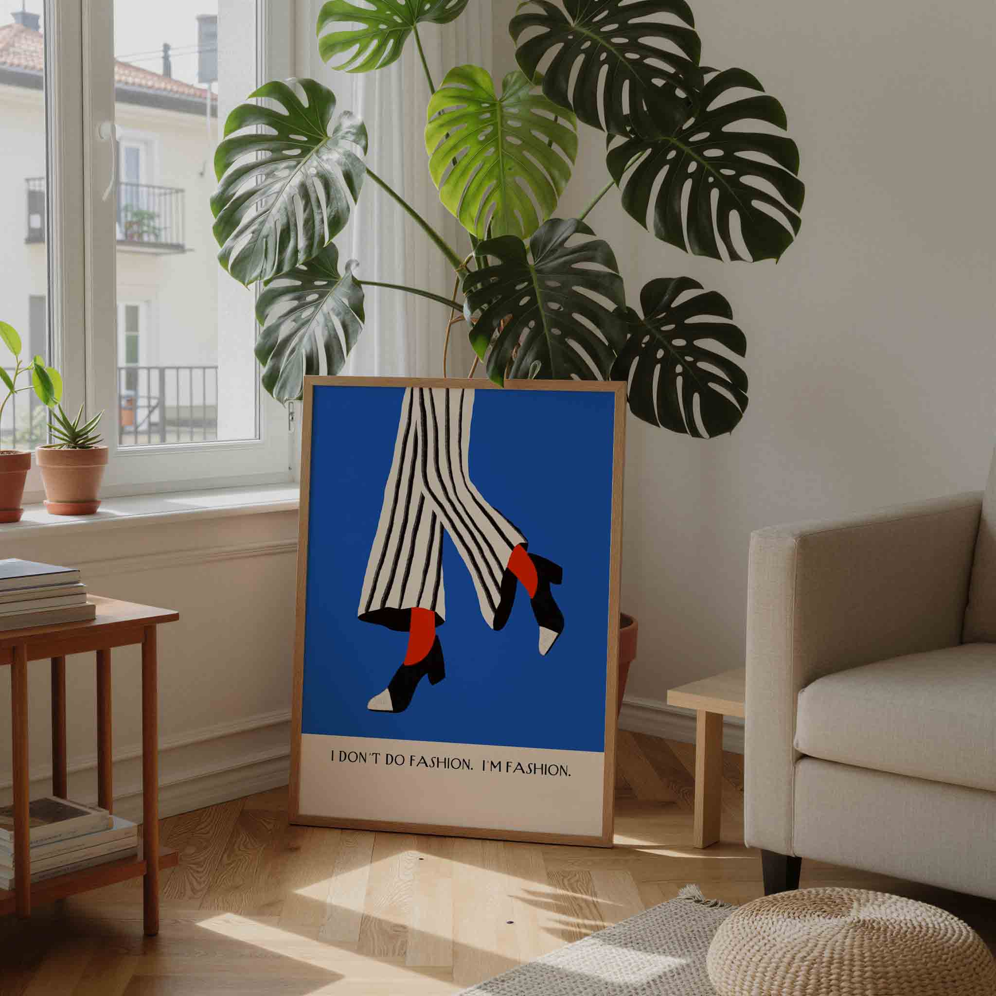 Gestreepte broek en hakken Poster