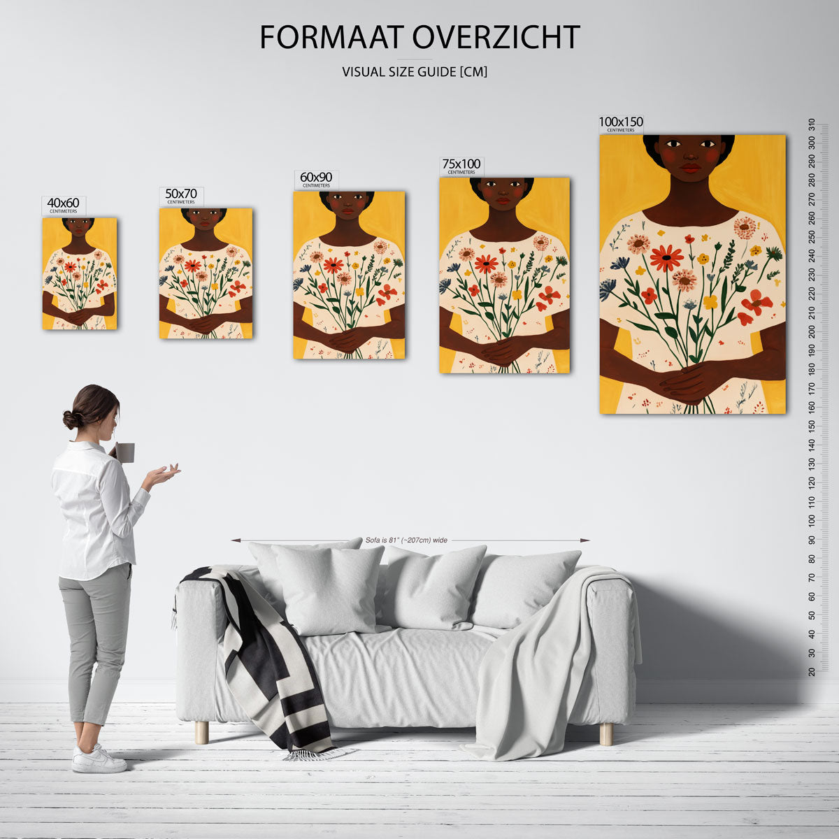 Bloemenportret vrouw Kunstwerk