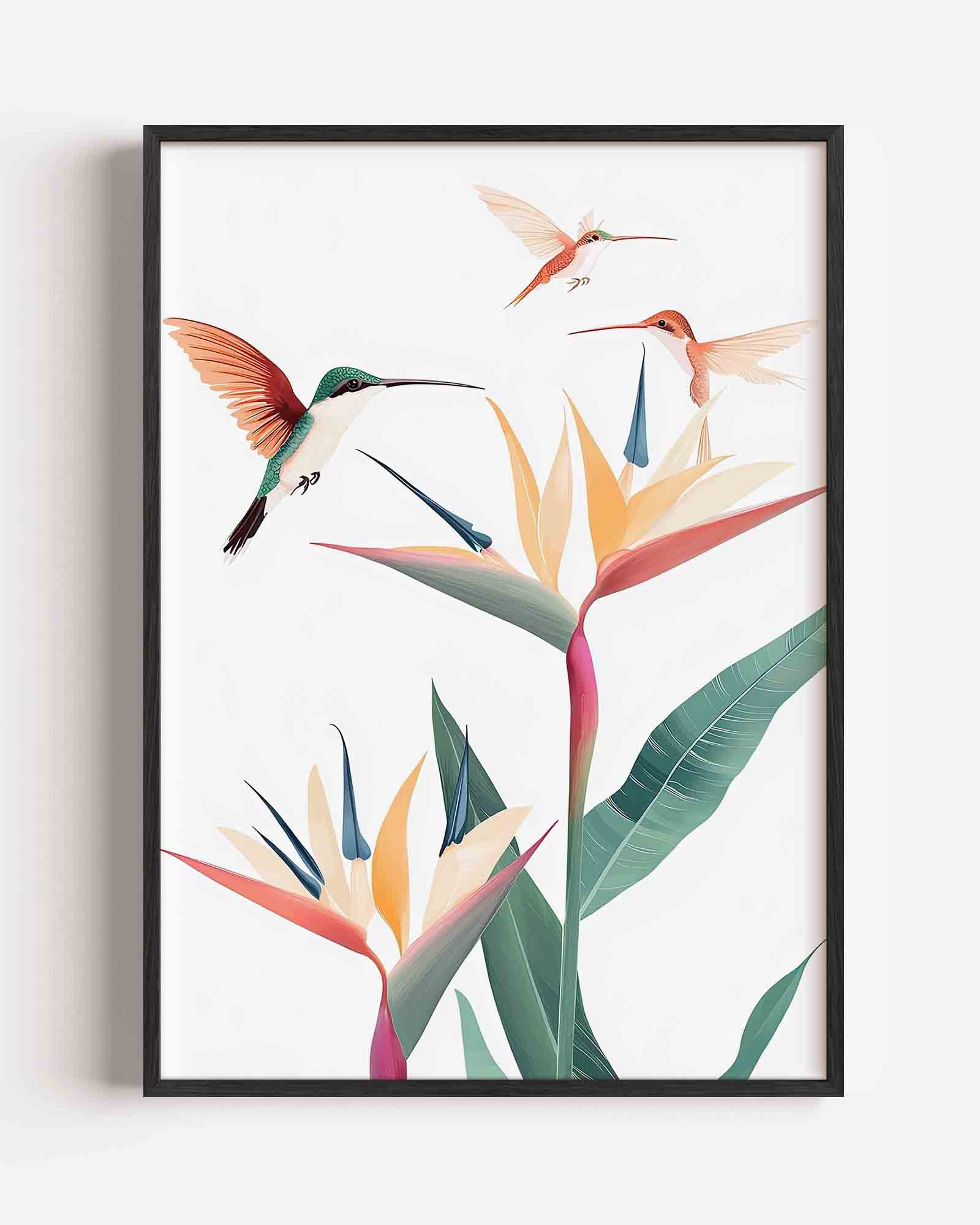 Kolibries en bloemen Poster