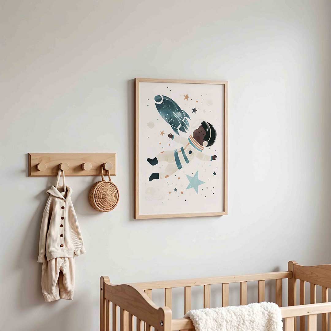 Astronaut en raket Poster