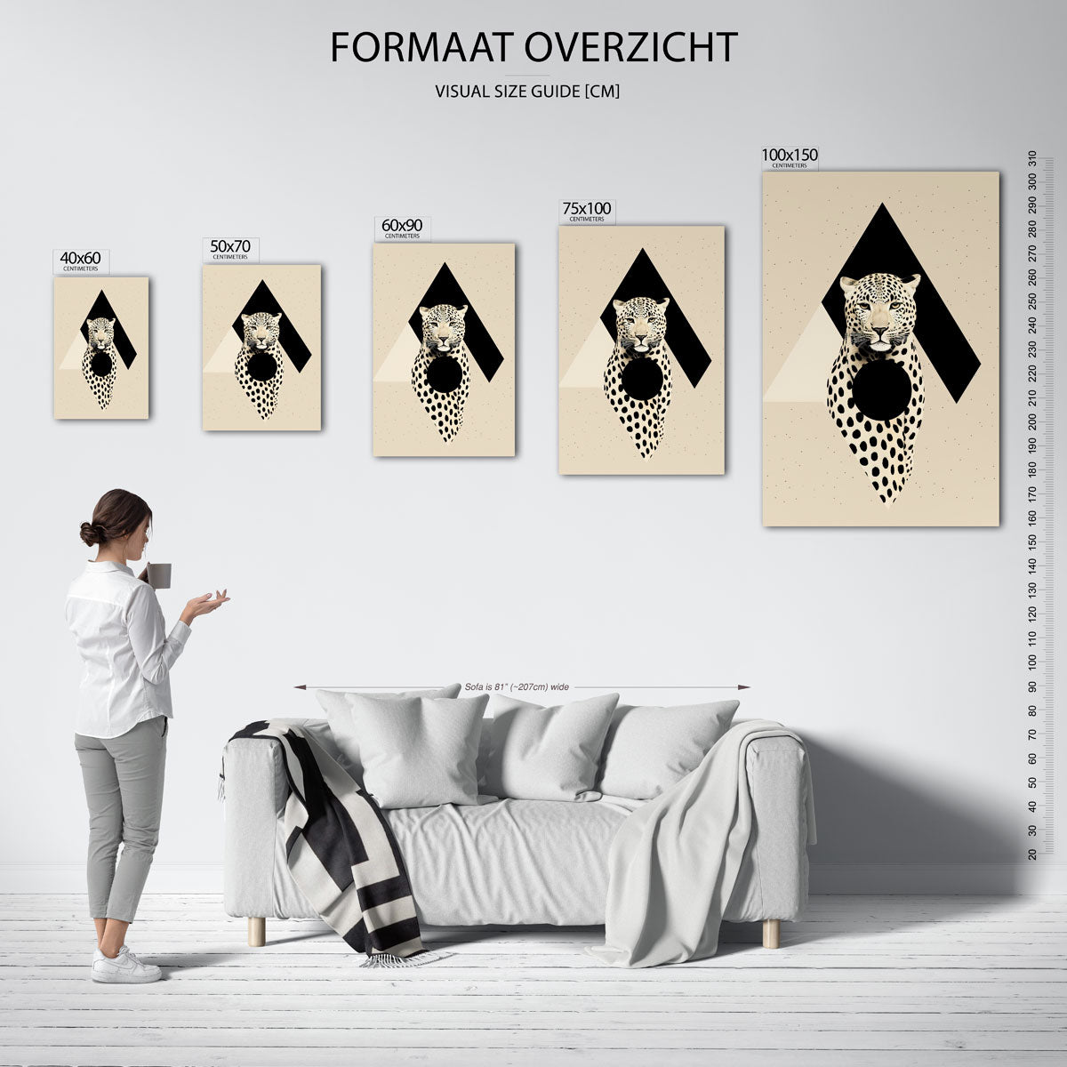Geometrische luipaard Kunstwerk