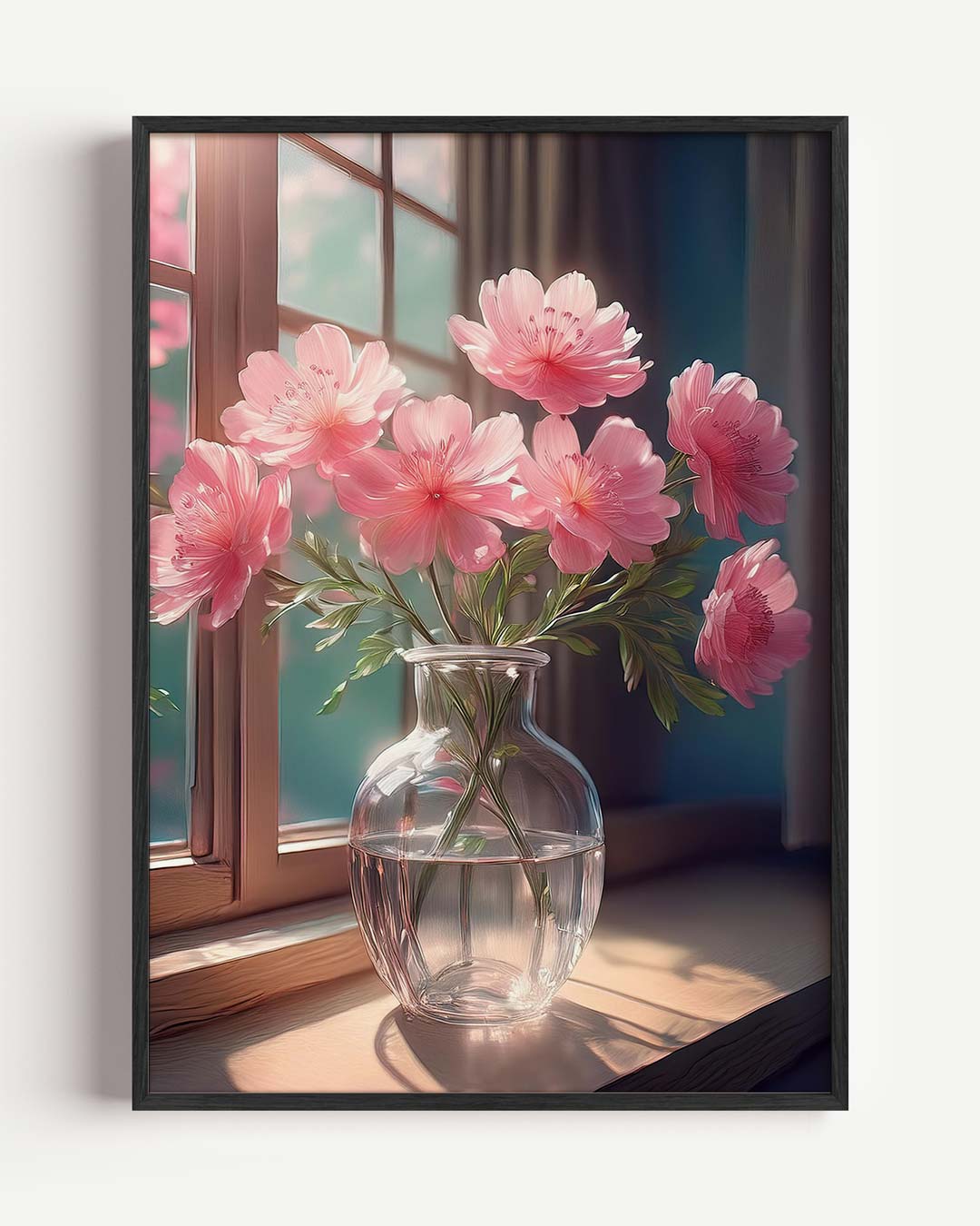 Romantische Bloemen bij het Raam Poster-WallArtistic