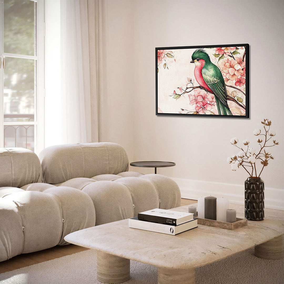 Vogel en bloemen Kunstwerk