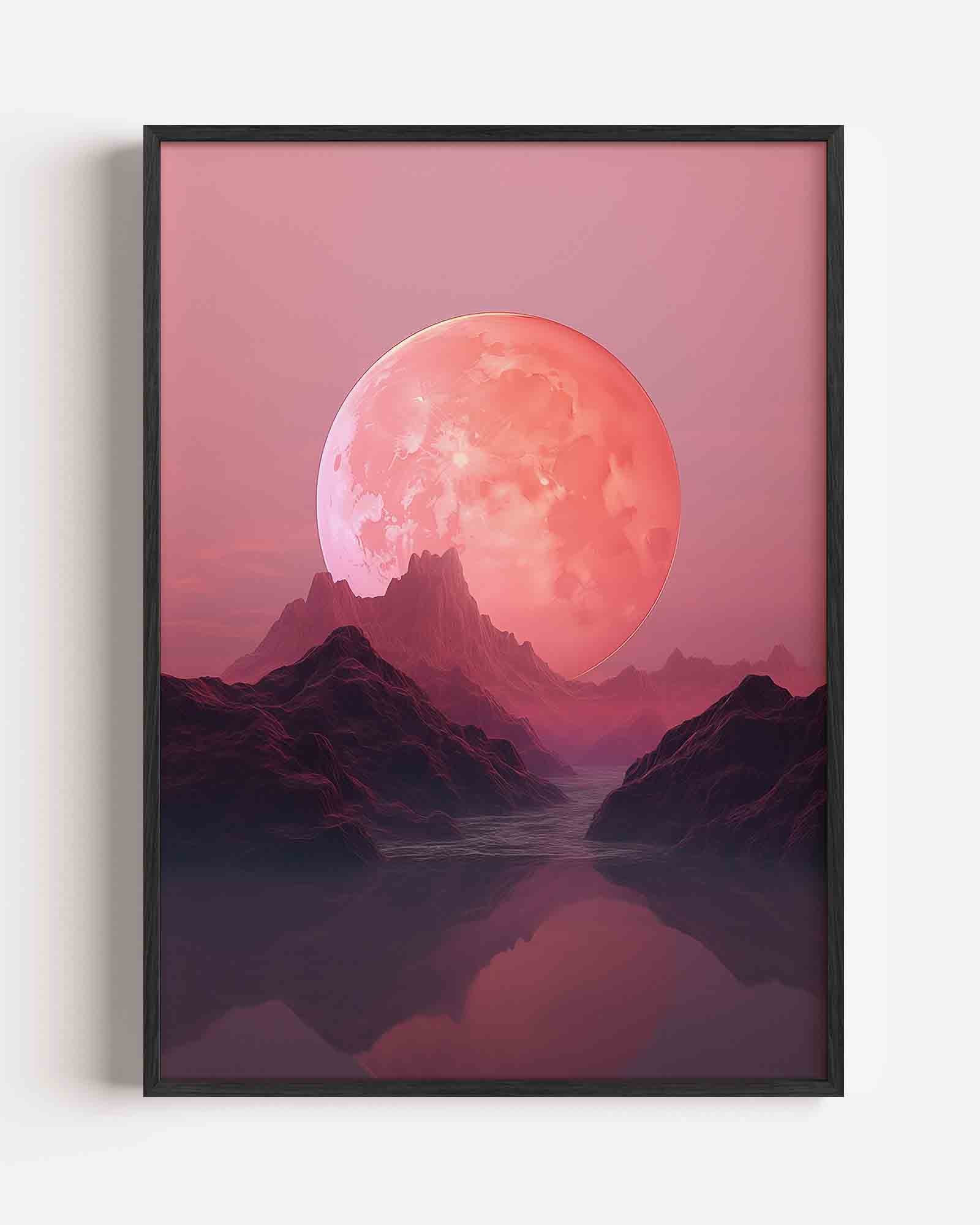Roze maanlandschap Poster