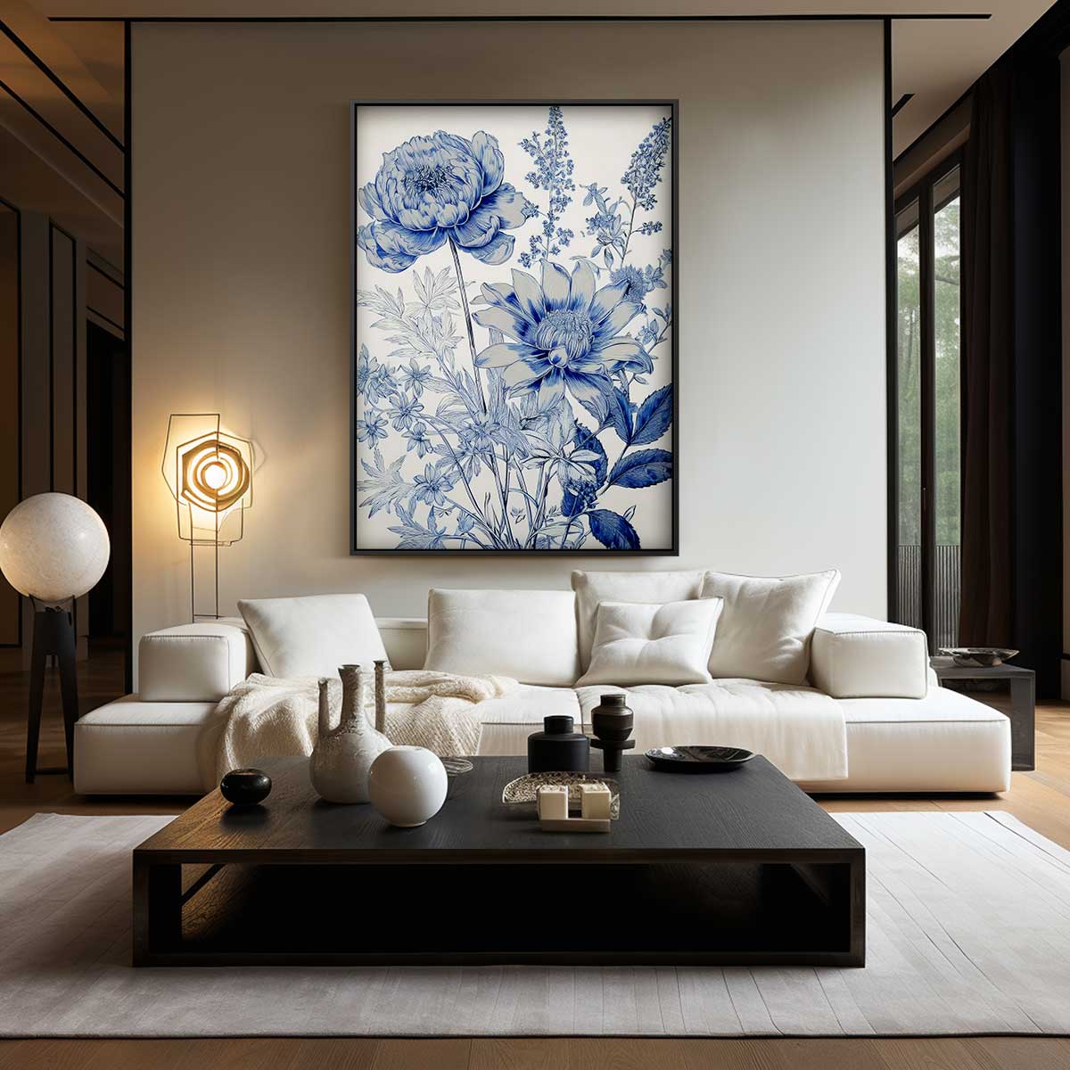 Bloeiende Blauwdruk Kunstwerk-canvas-dibond-plexiglas-wanddecoratie-WallArtistic