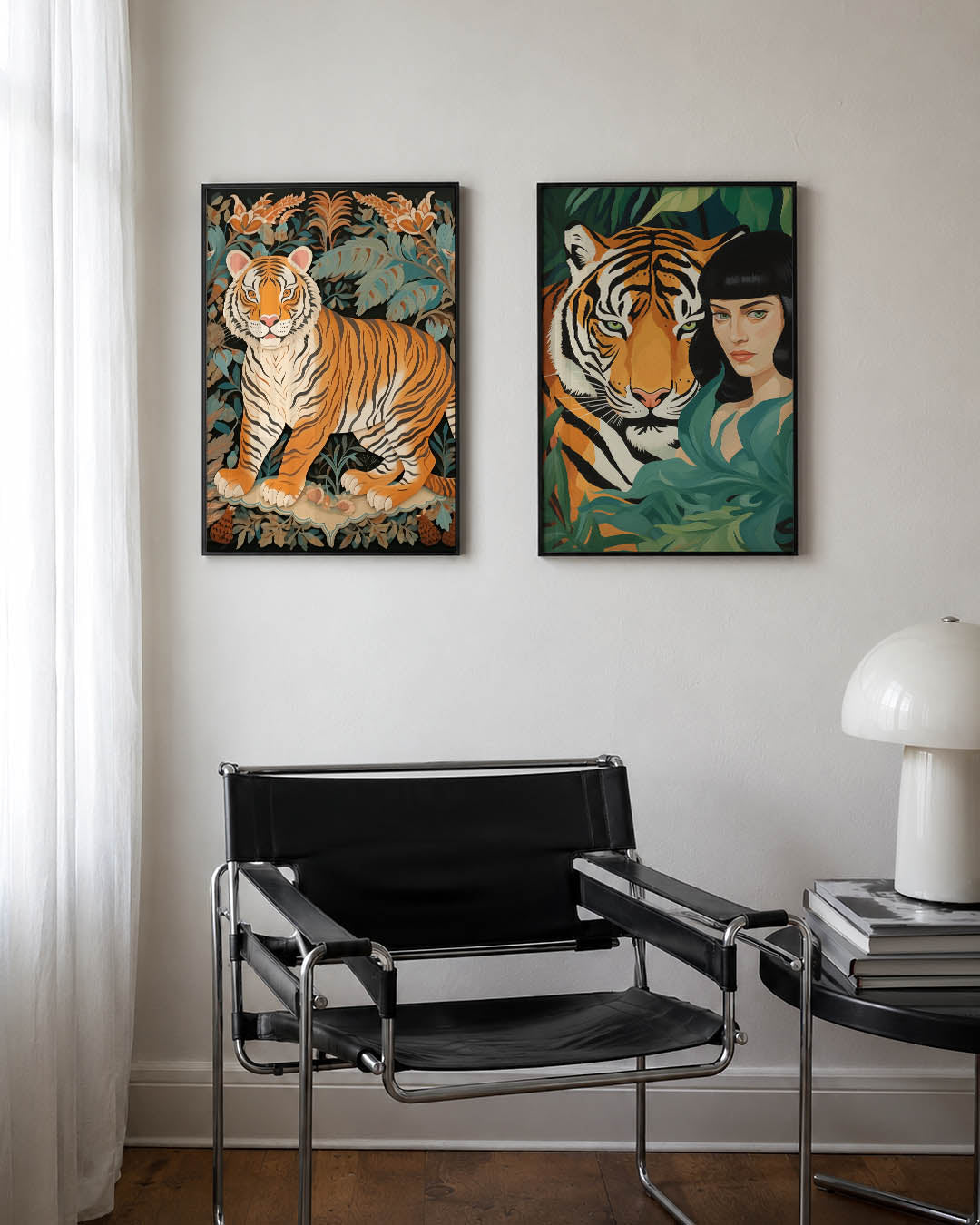 Tijger en bladeren Posterset