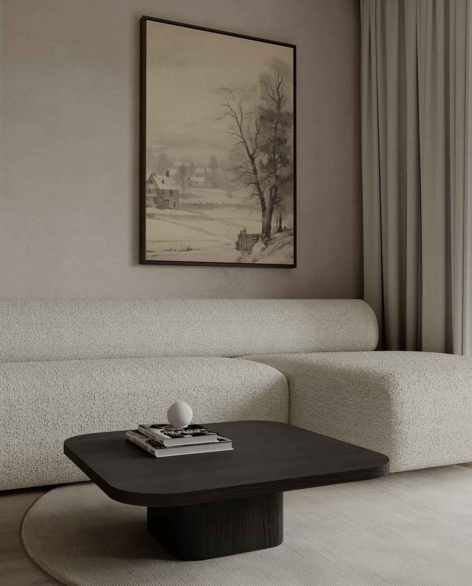 Winterlandschap in Waterverf Kunstwerk-canvas-dibond-plexiglas-wanddecoratie-WallArtistic
