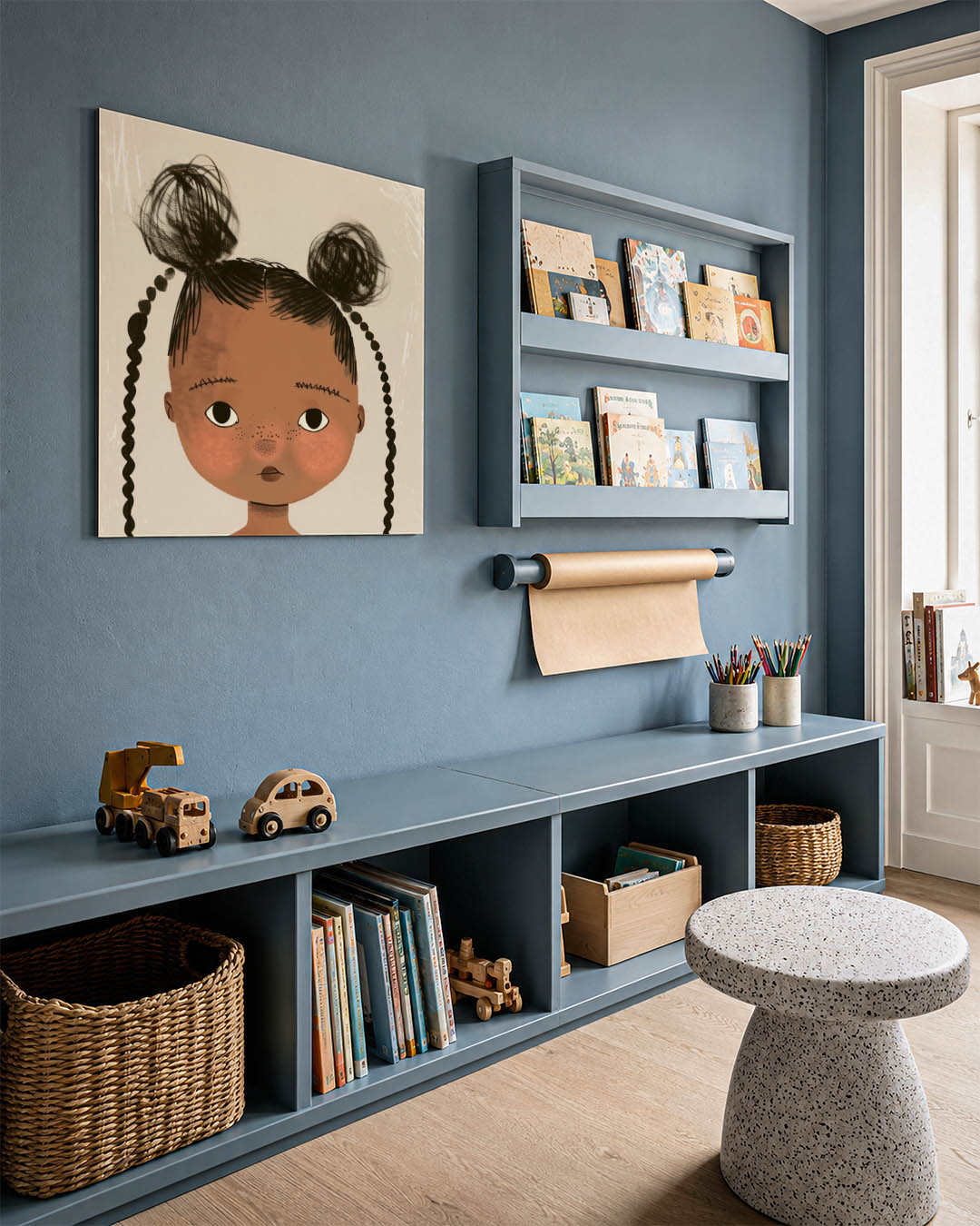 Kinderportret met vlechten Kunstwerk