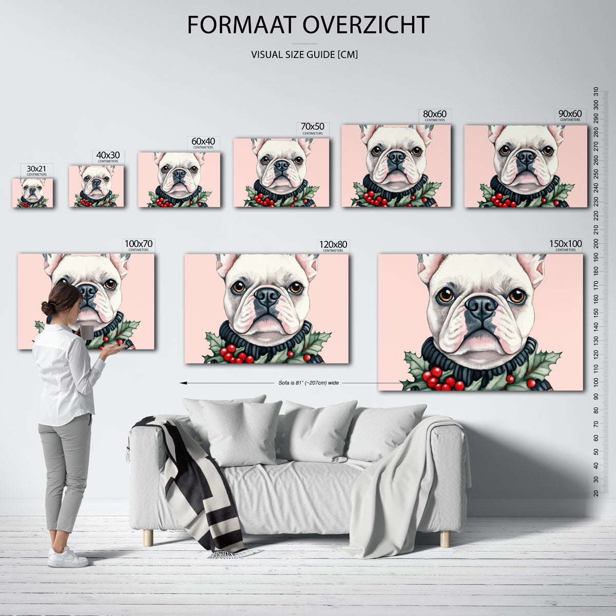 Franse bulldog met hulst Poster