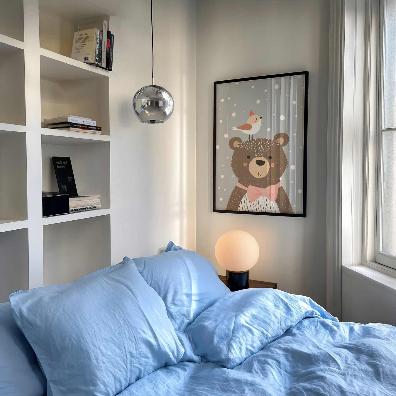 Lieve Beer en Vogeltje Poster-WallArtistic