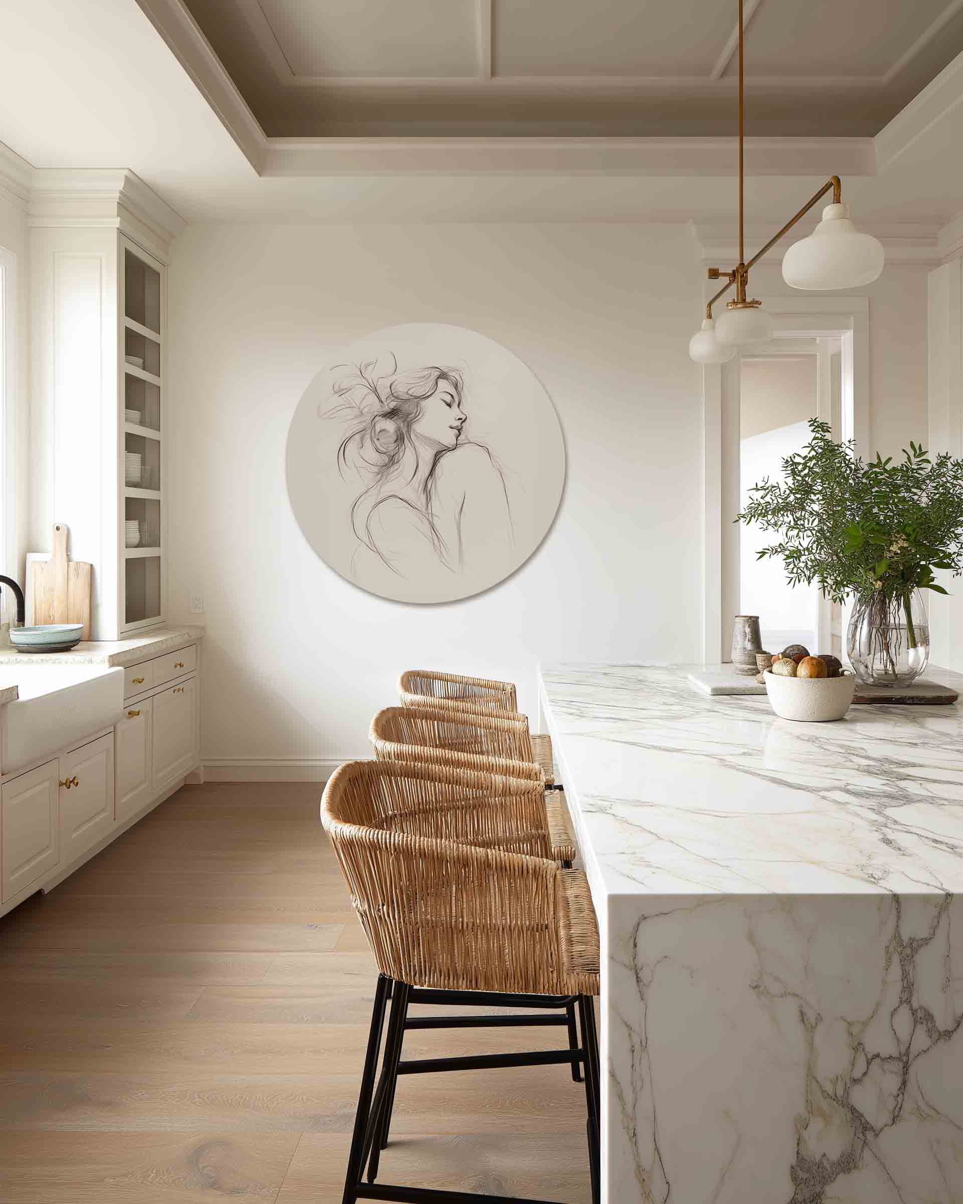 Vrouw met bloemen Muurcirkel