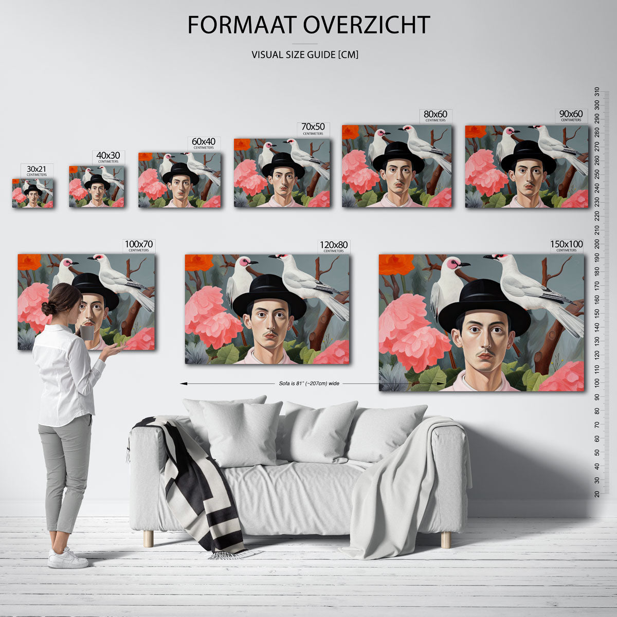 Man met hoed en vogels Poster