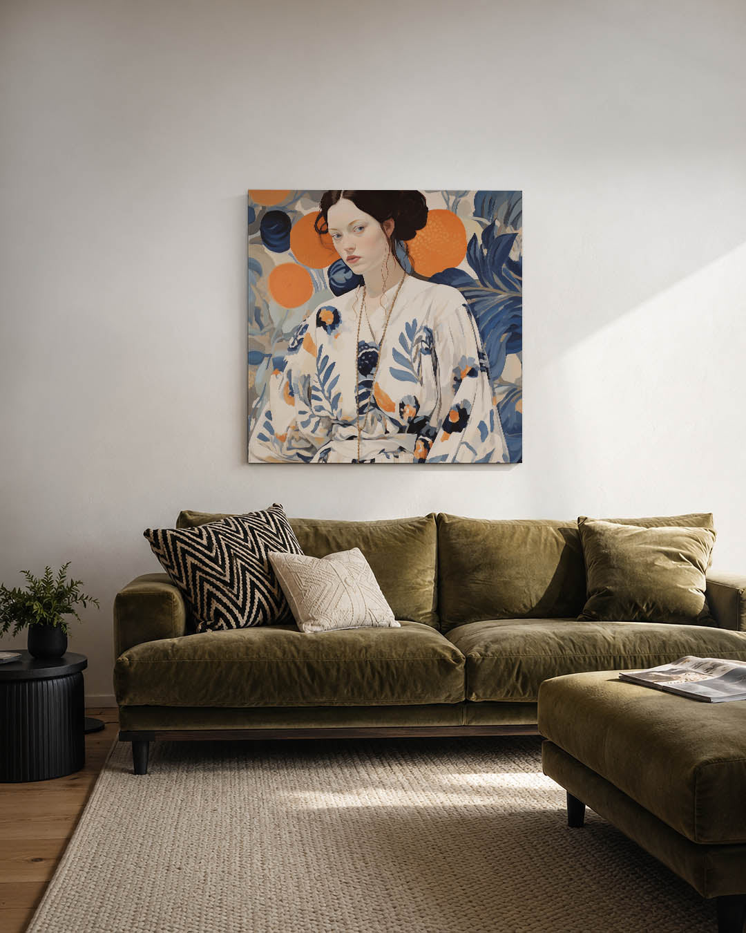 Vrouwelijk portret bloemen Kunstwerk
