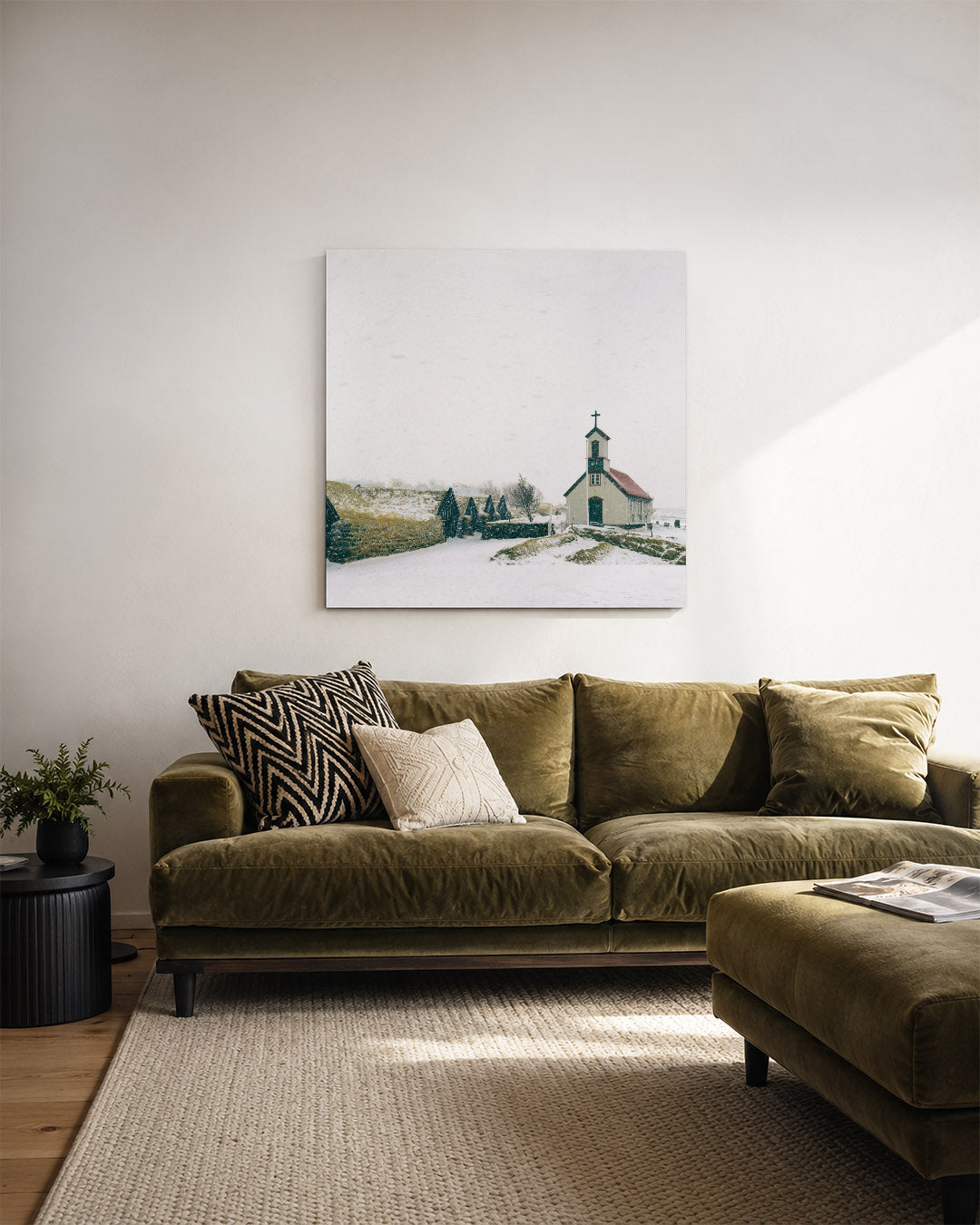 Rustieke winterkerk Kunstwerk