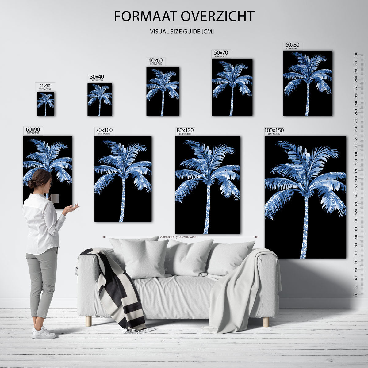 Blauwe palmboom Poster