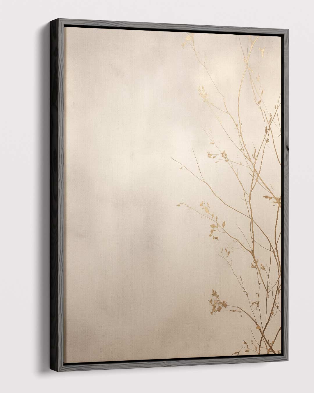 Gouden Zweepslag: Minimalistische Takken Kunstwerk-canvas-dibond-plexiglas-wanddecoratie-WallArtistic