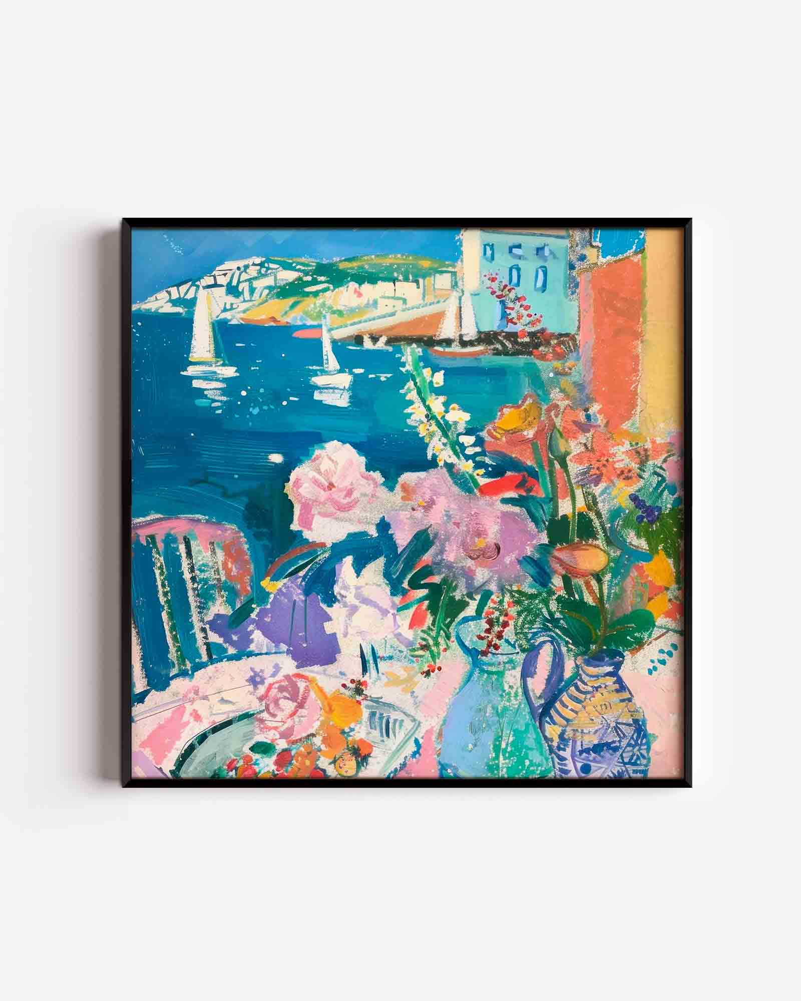 Bloemen en zeilboten Poster