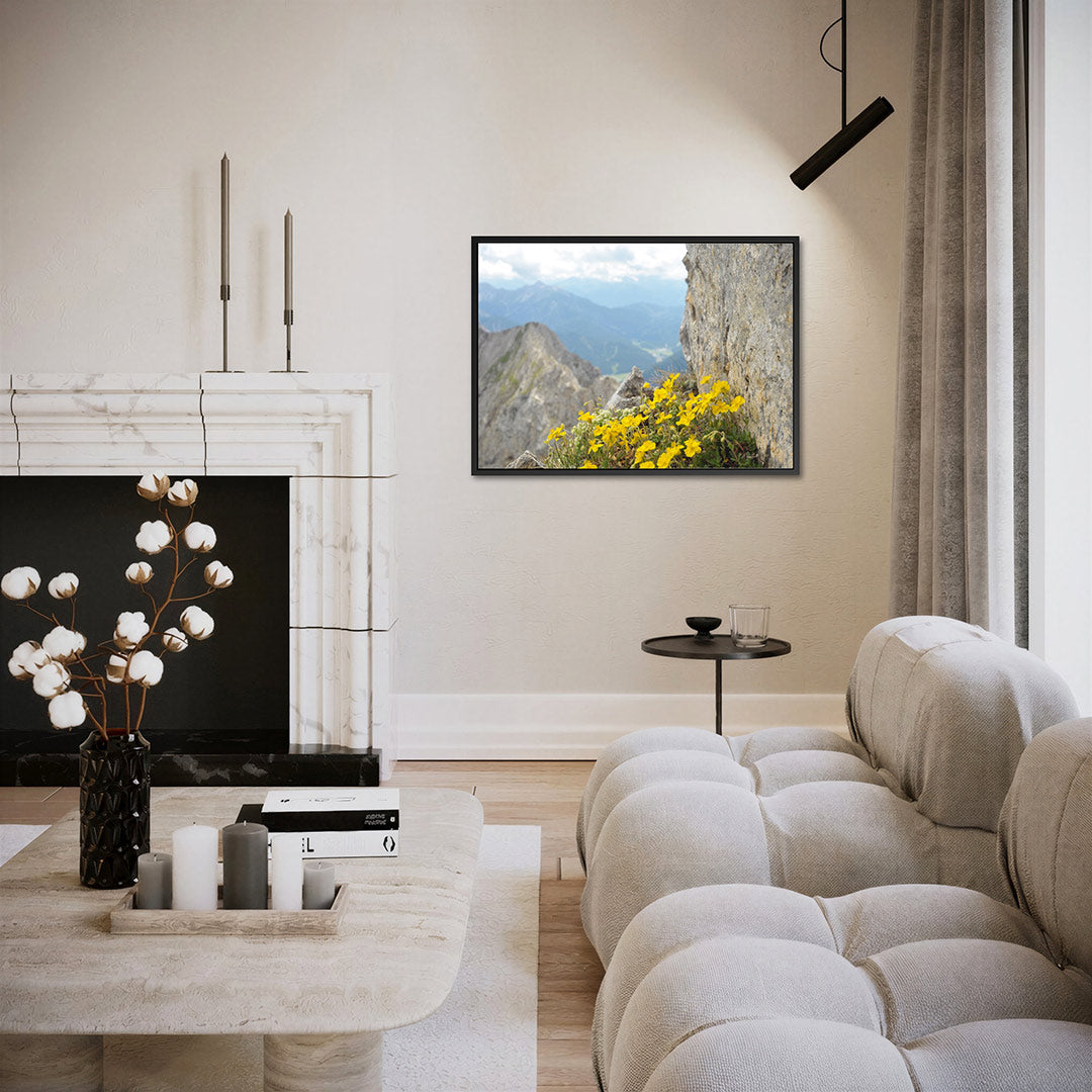 Bergbloemen en rotsen Kunstwerk