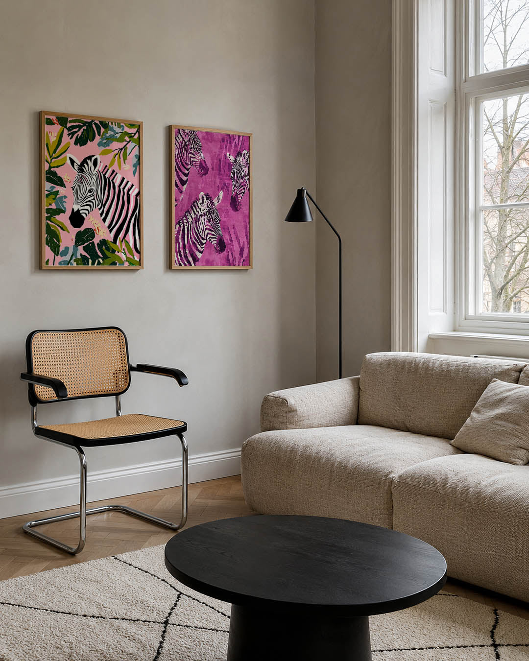 Zebra en bladeren Posterset