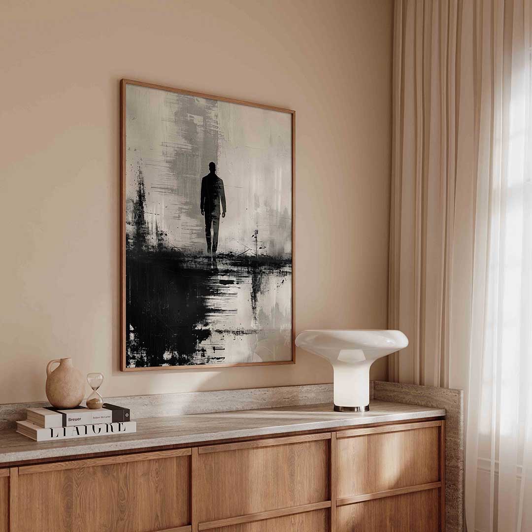 Silhouet van wandelende figuur Poster