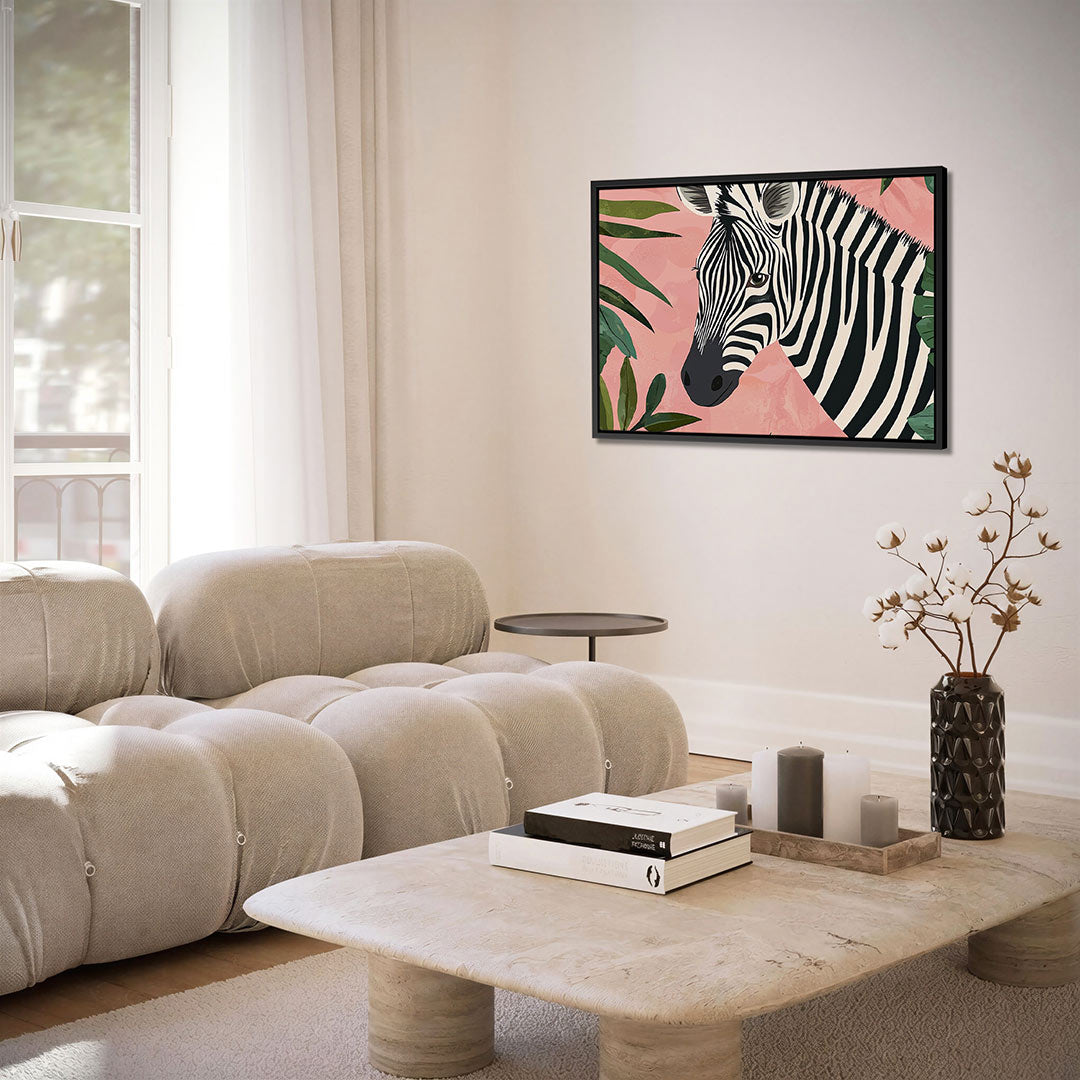 Zebra en bladeren Kunstwerk