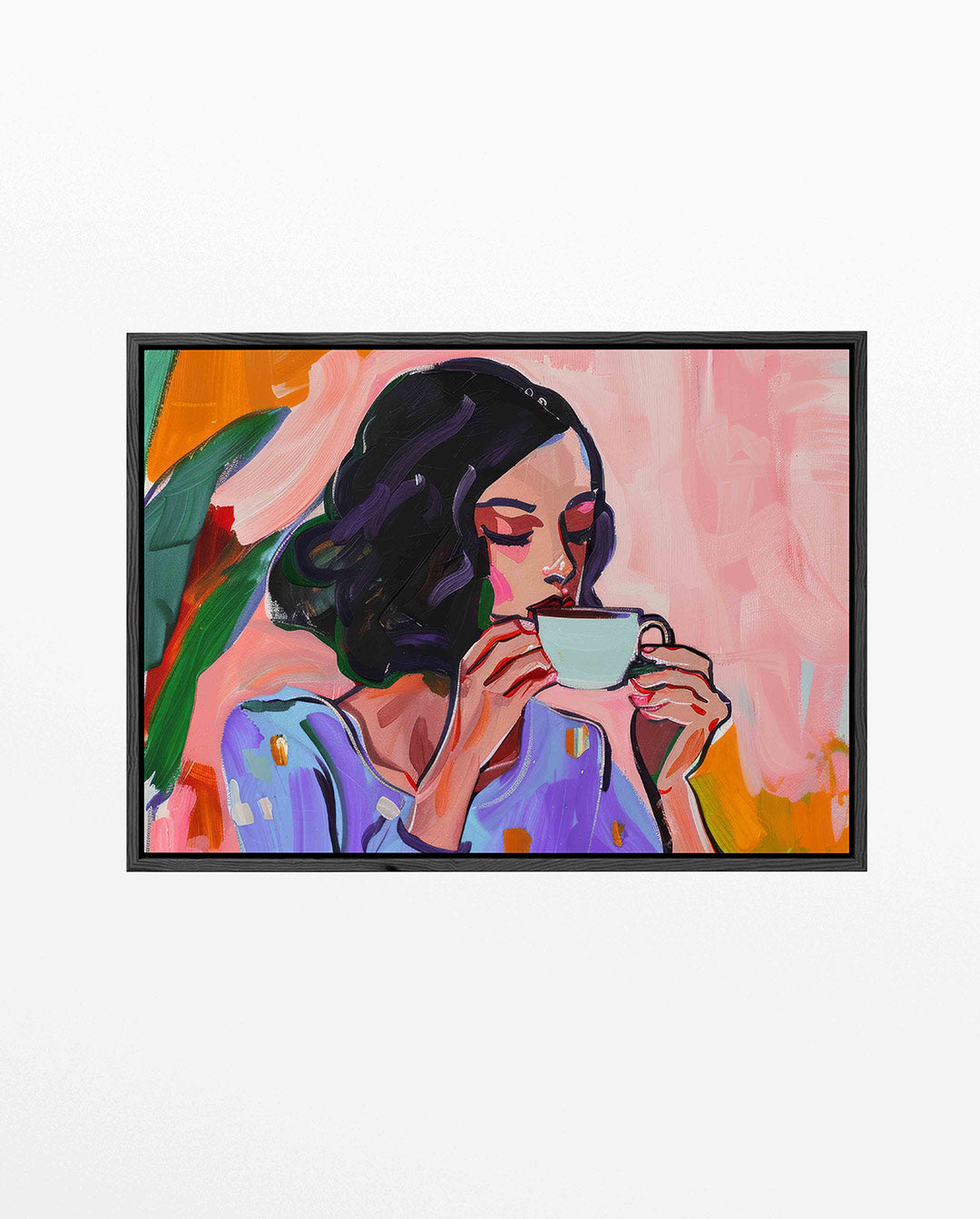 Vrouw met koffiekop Kunstwerk
