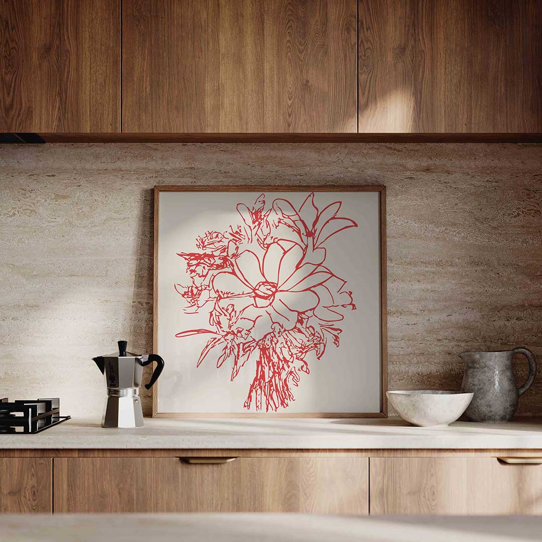 Bloemen in lijntekening Poster