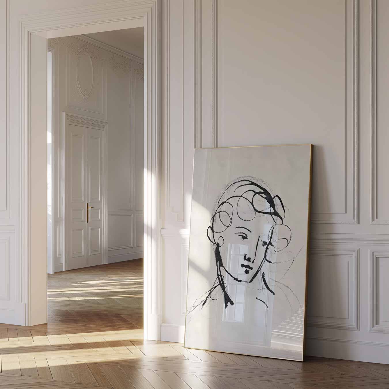 Elegante Lijntekening Vrouw Poster-WallArtistic